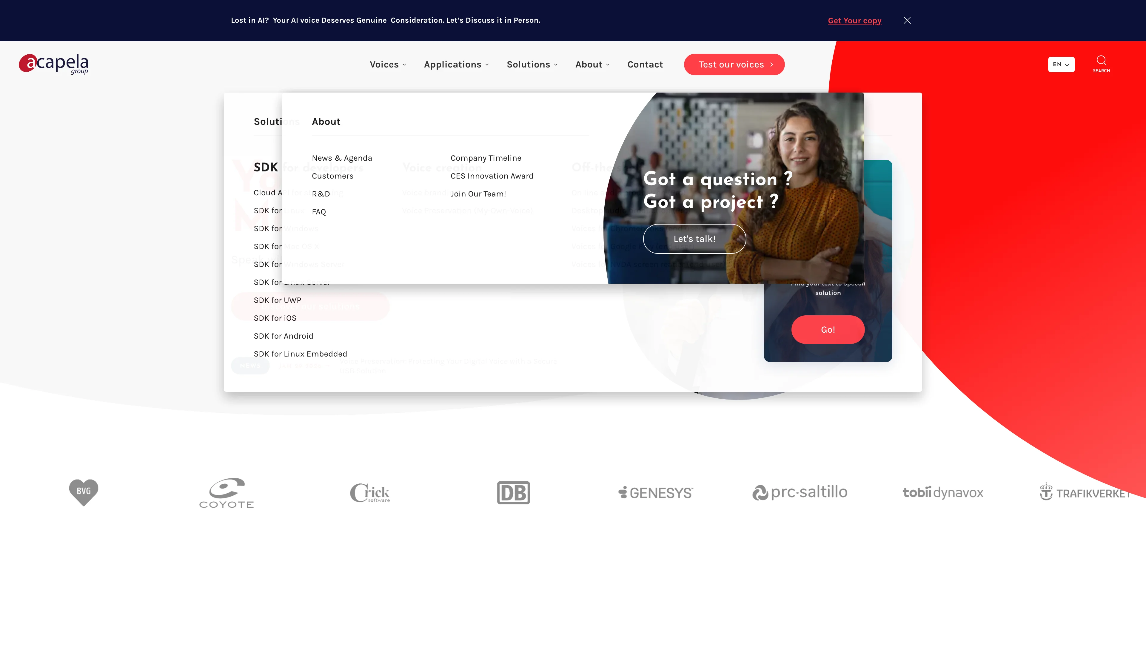 Screenshot of Acapela Group