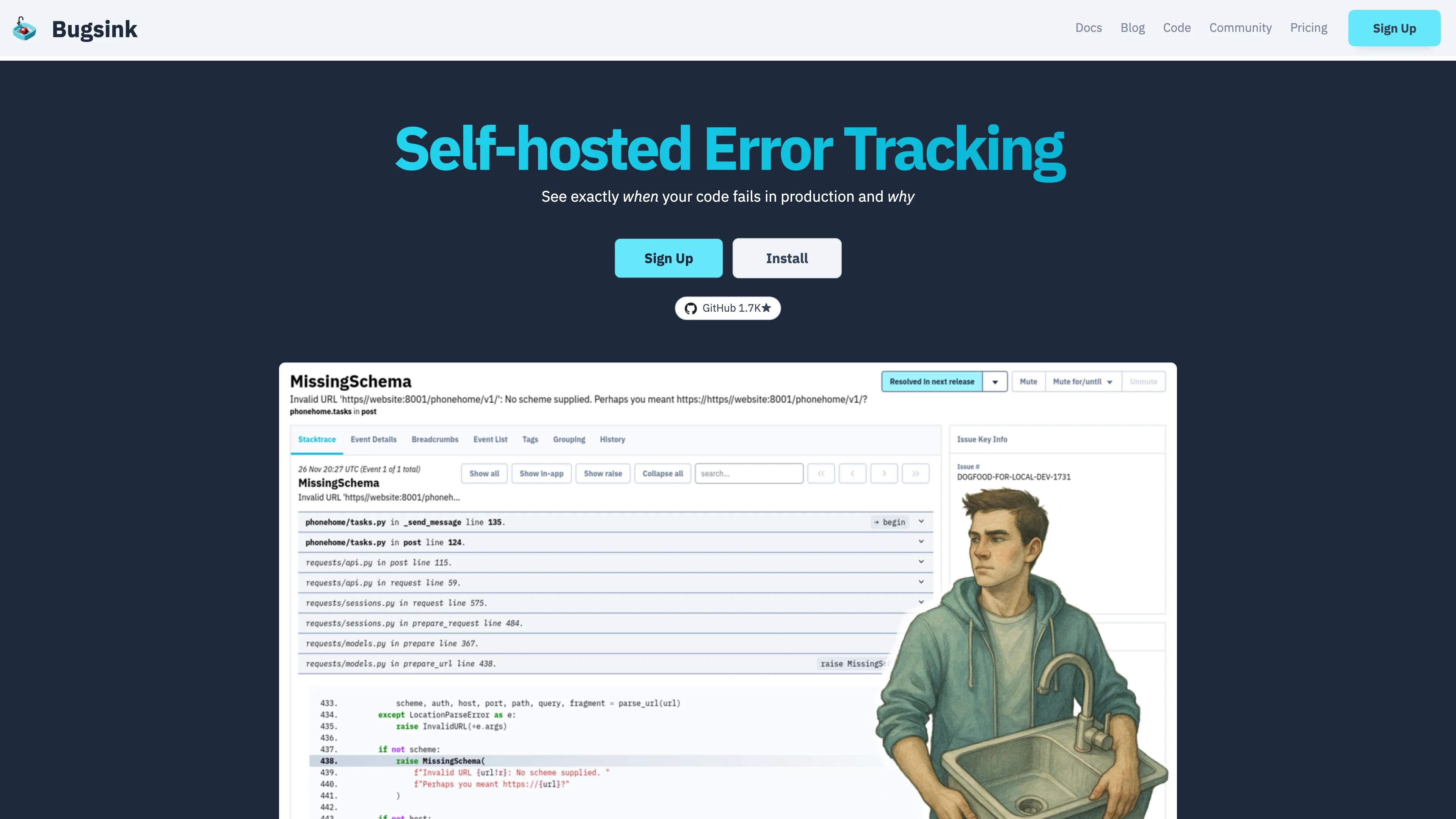 Screenshot of Bugsink