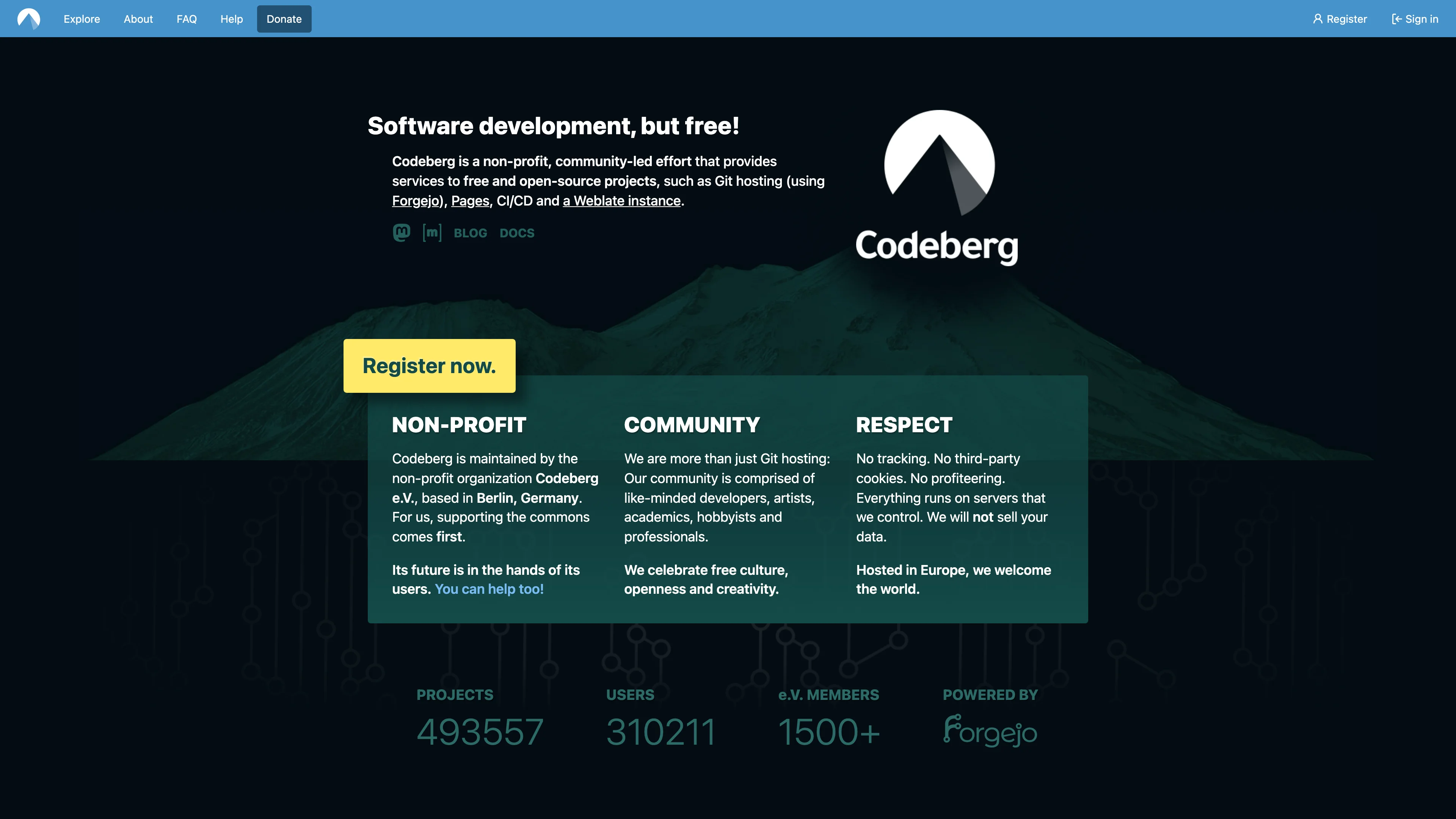 Screenshot of Codeberg
