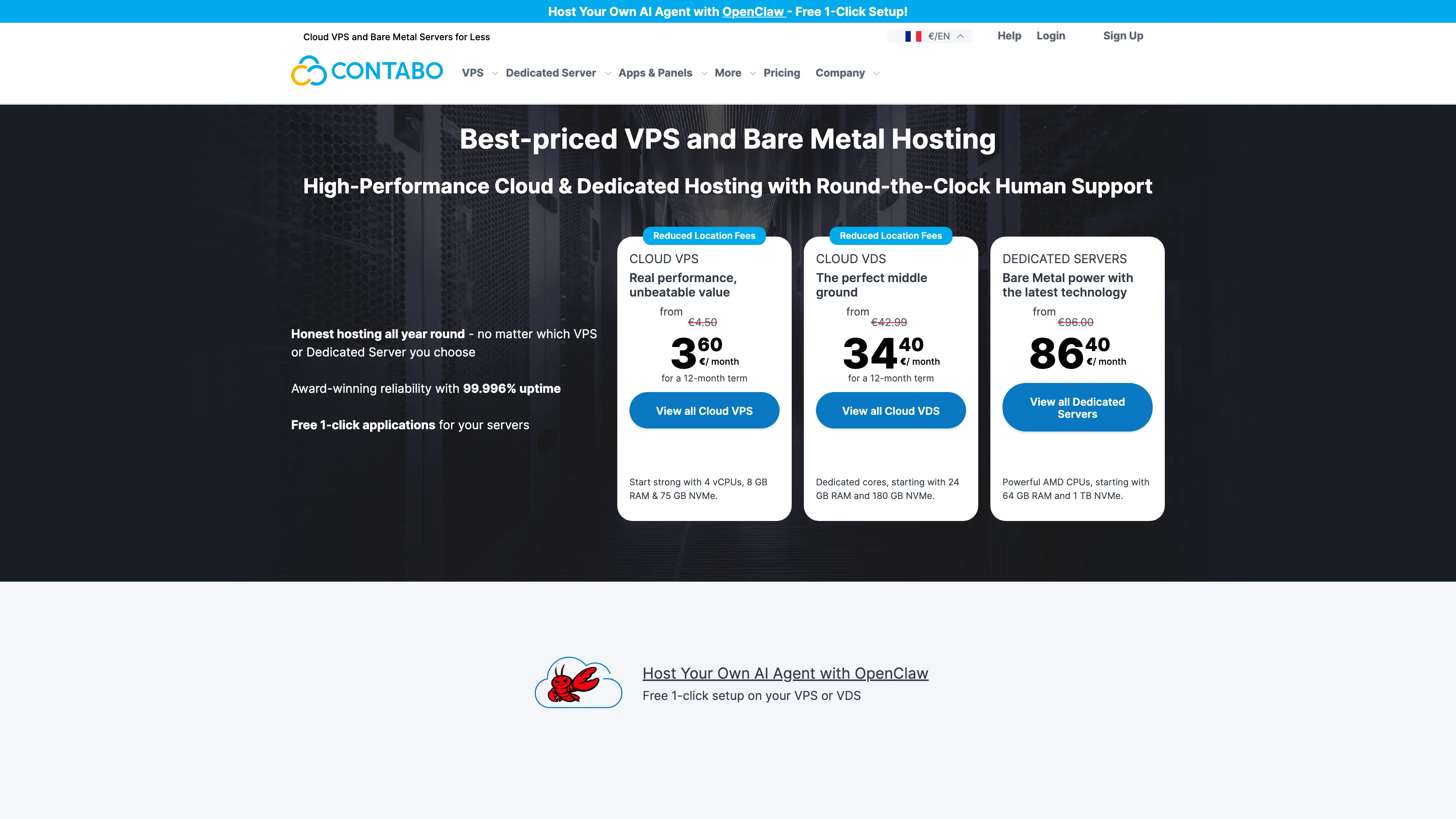 Screenshot of Contabo