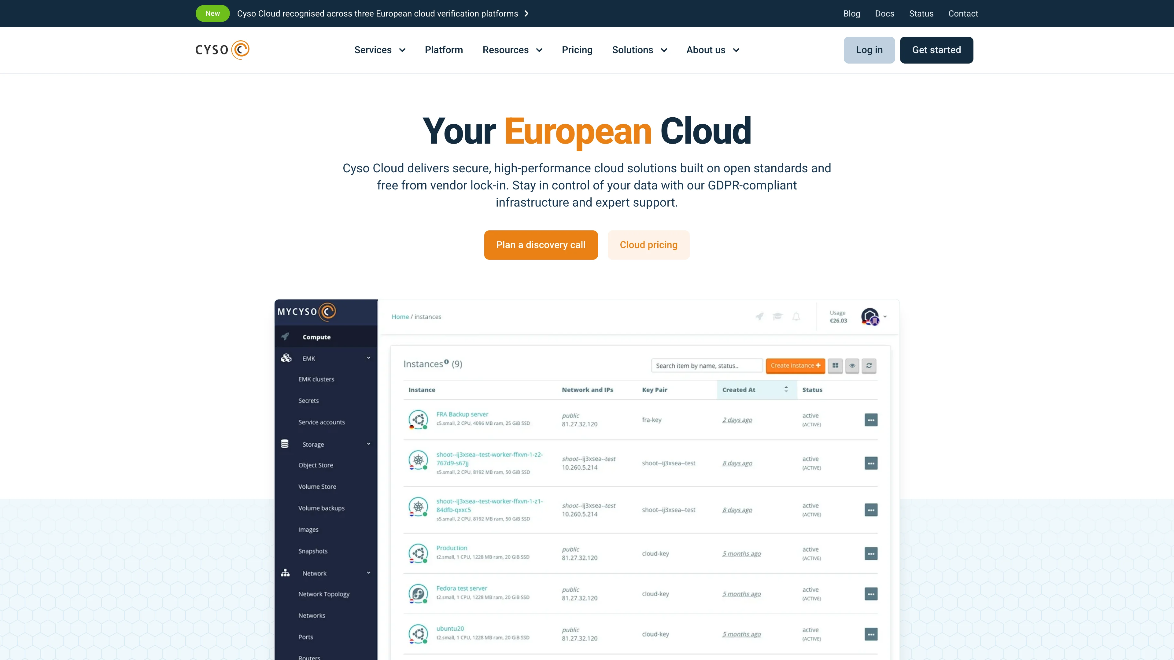 Screenshot of Cyso Cloud