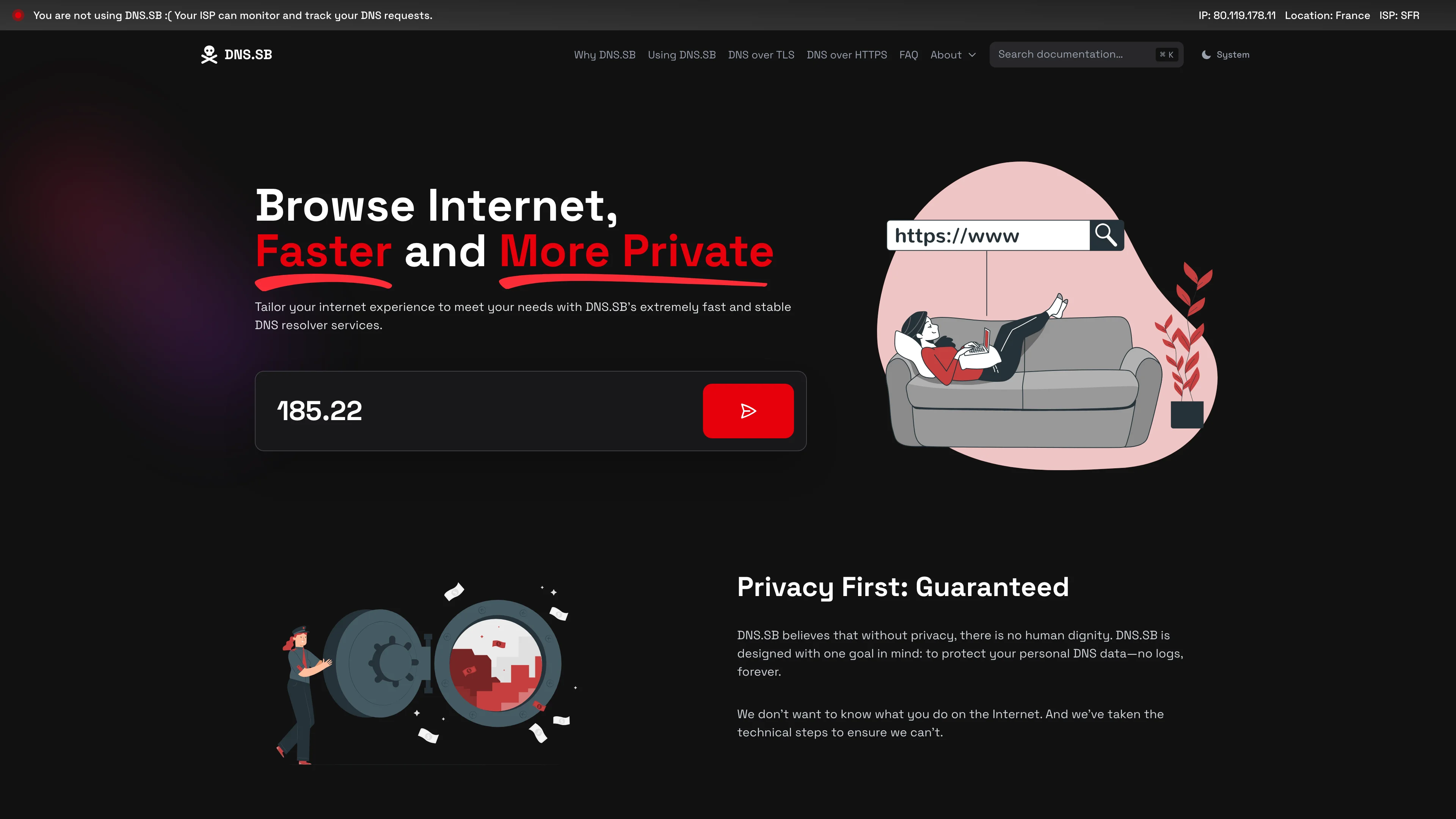 Screenshot of DNS.SB
