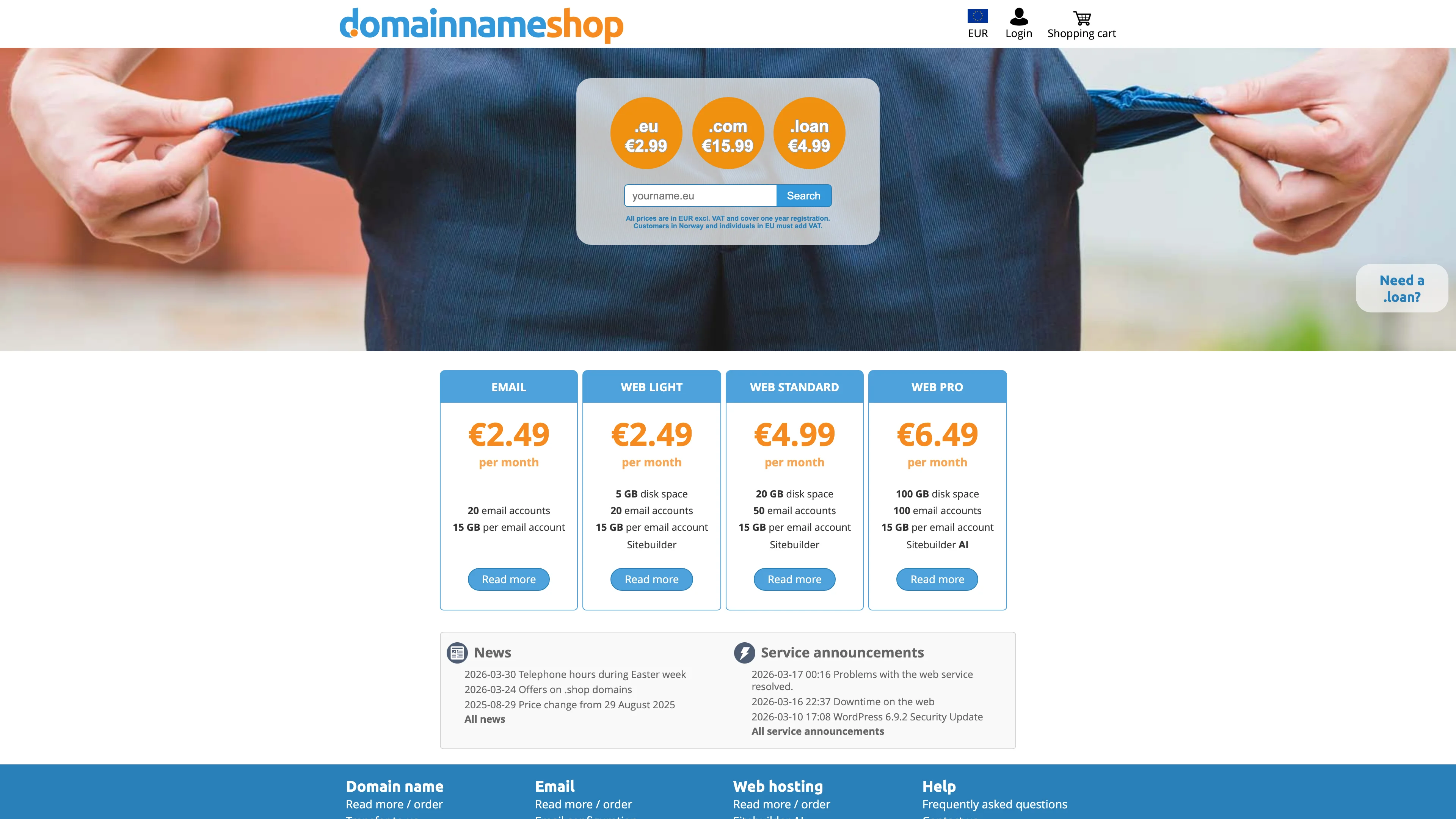 Screenshot of Domainnameshop