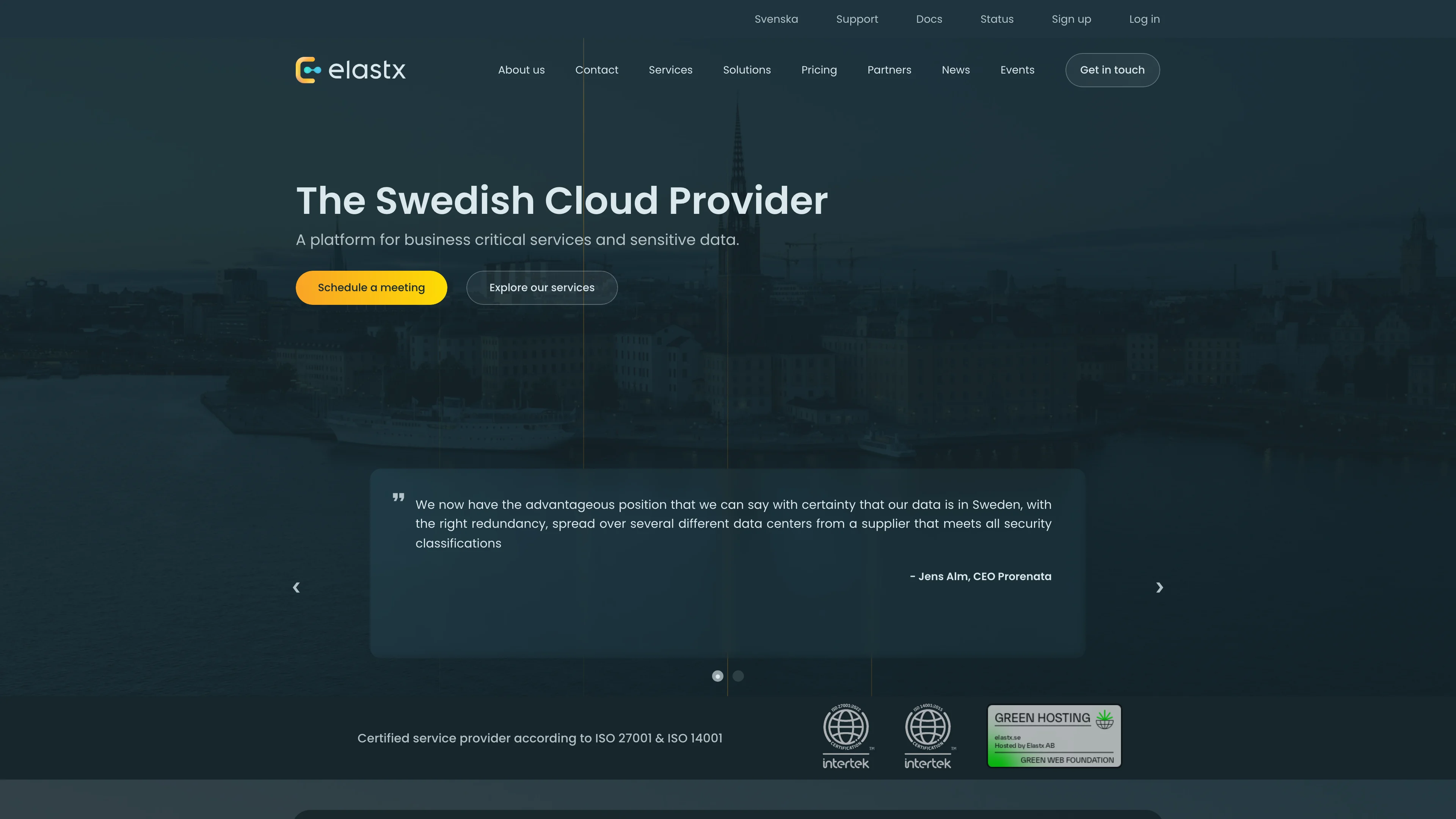 Screenshot of Elastx