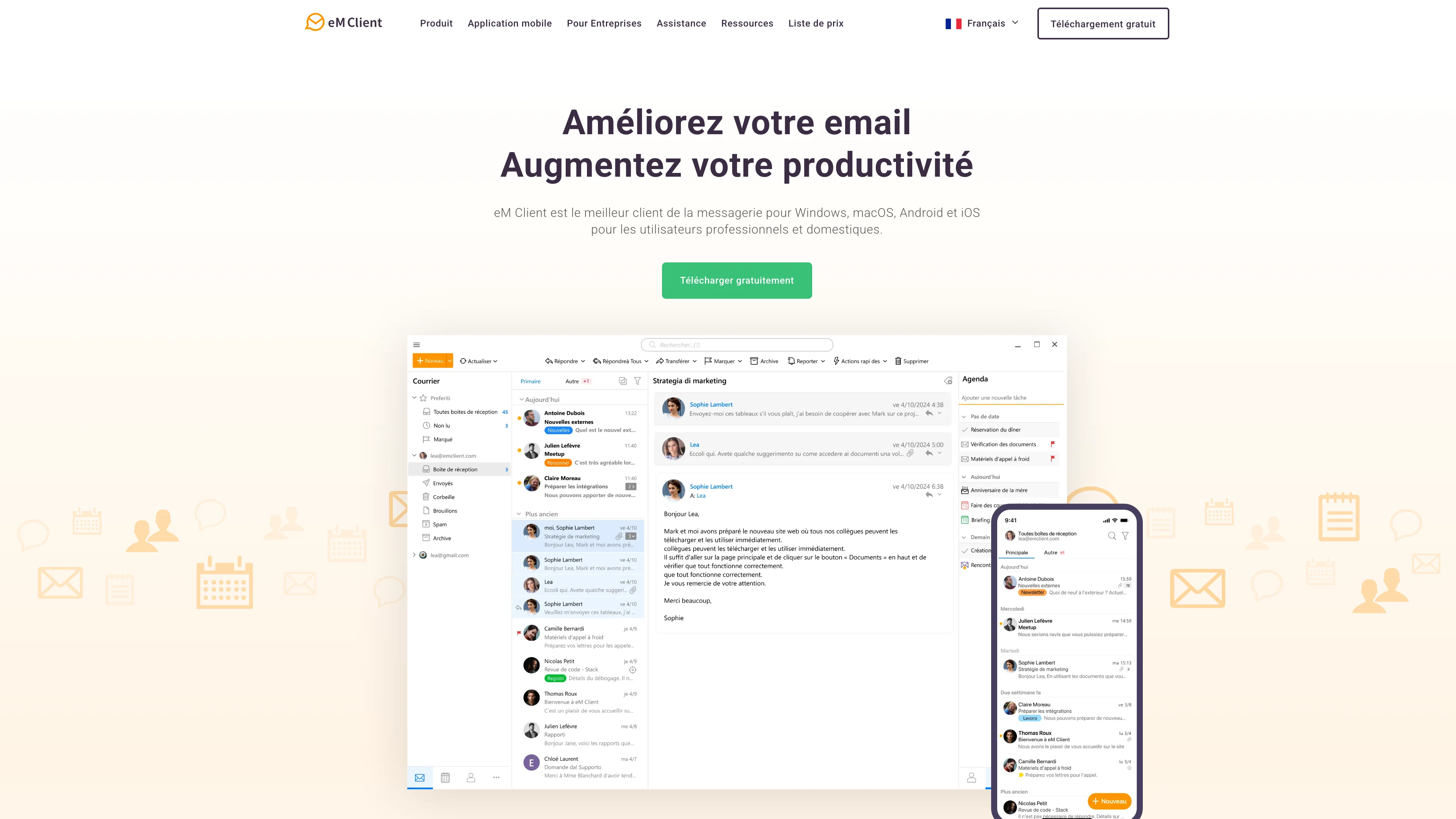 Screenshot of eM Client