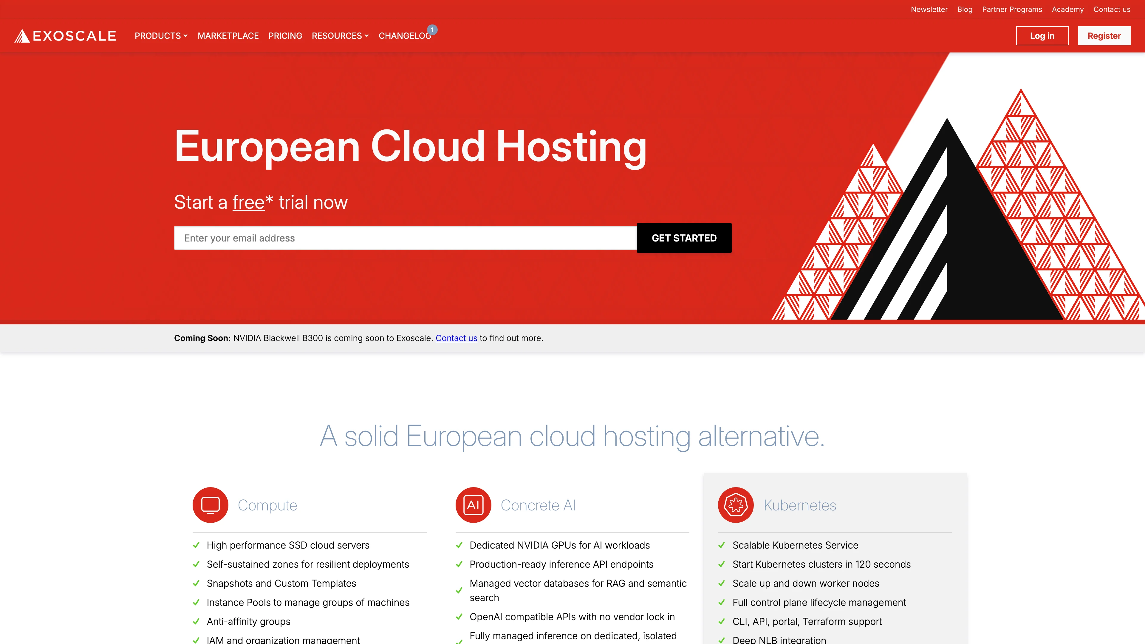 Screenshot of Exoscale