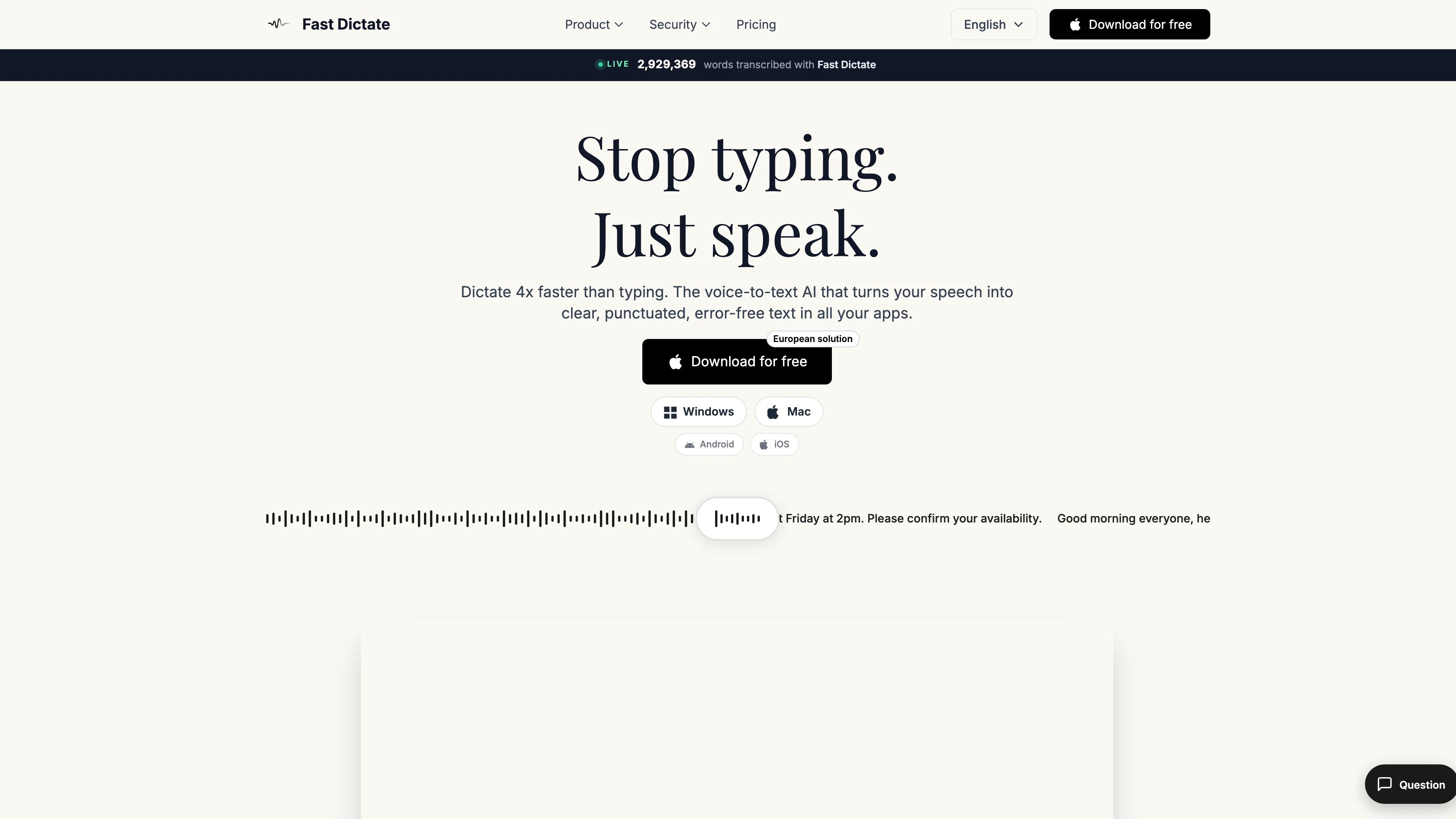 Screenshot of Fast Dictate