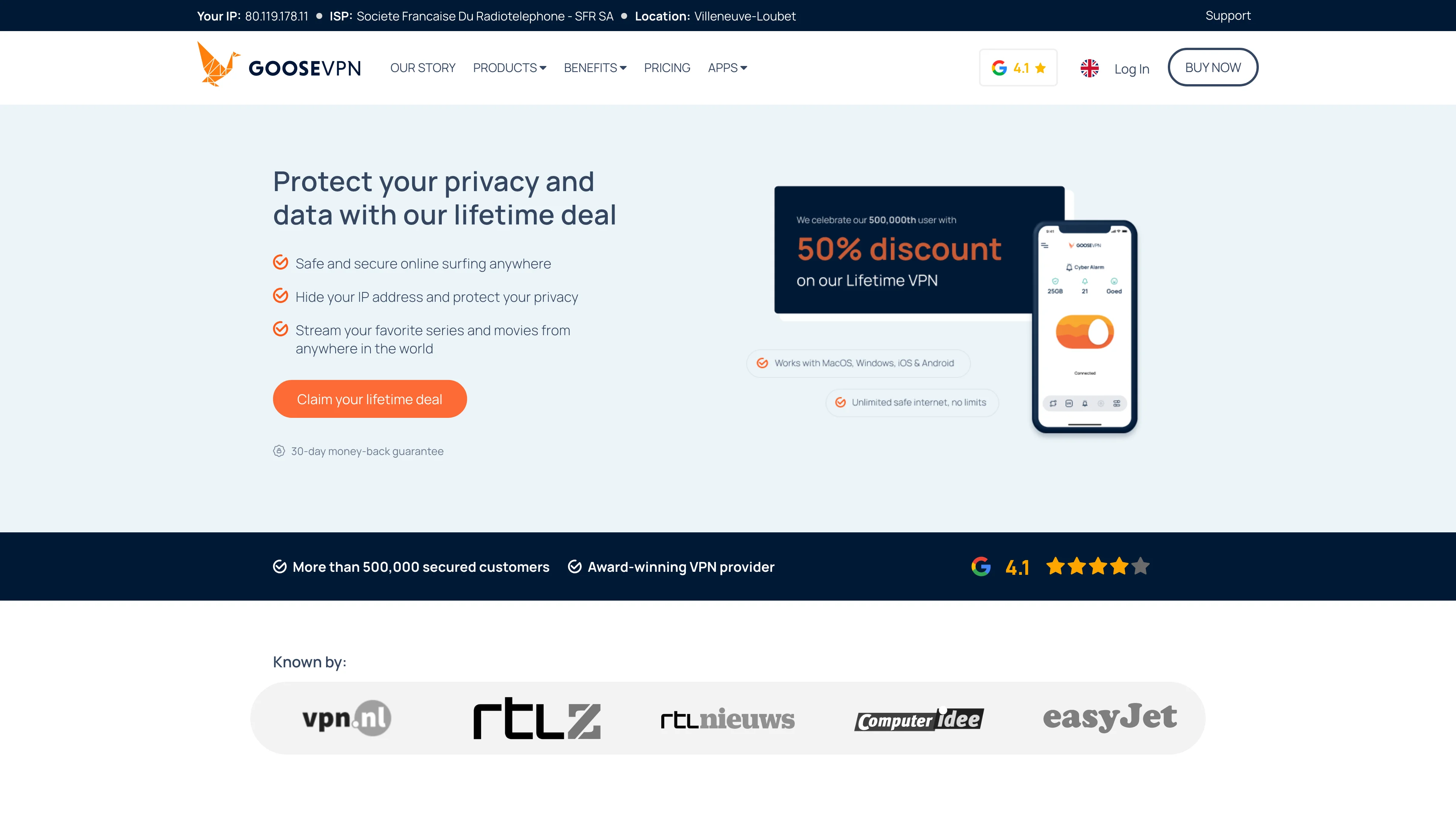 Screenshot of GOOSE VPN