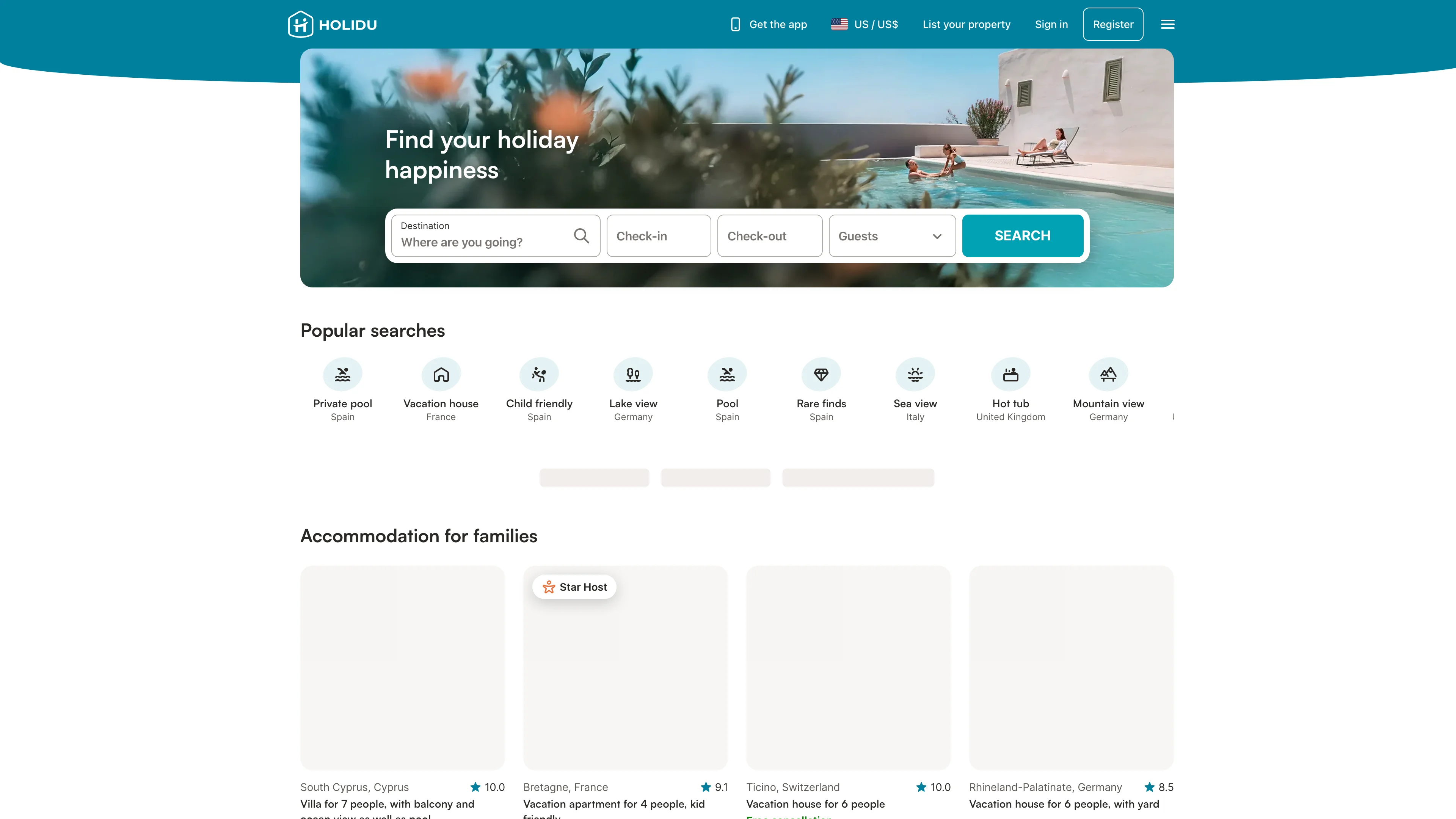 Screenshot of Holidu