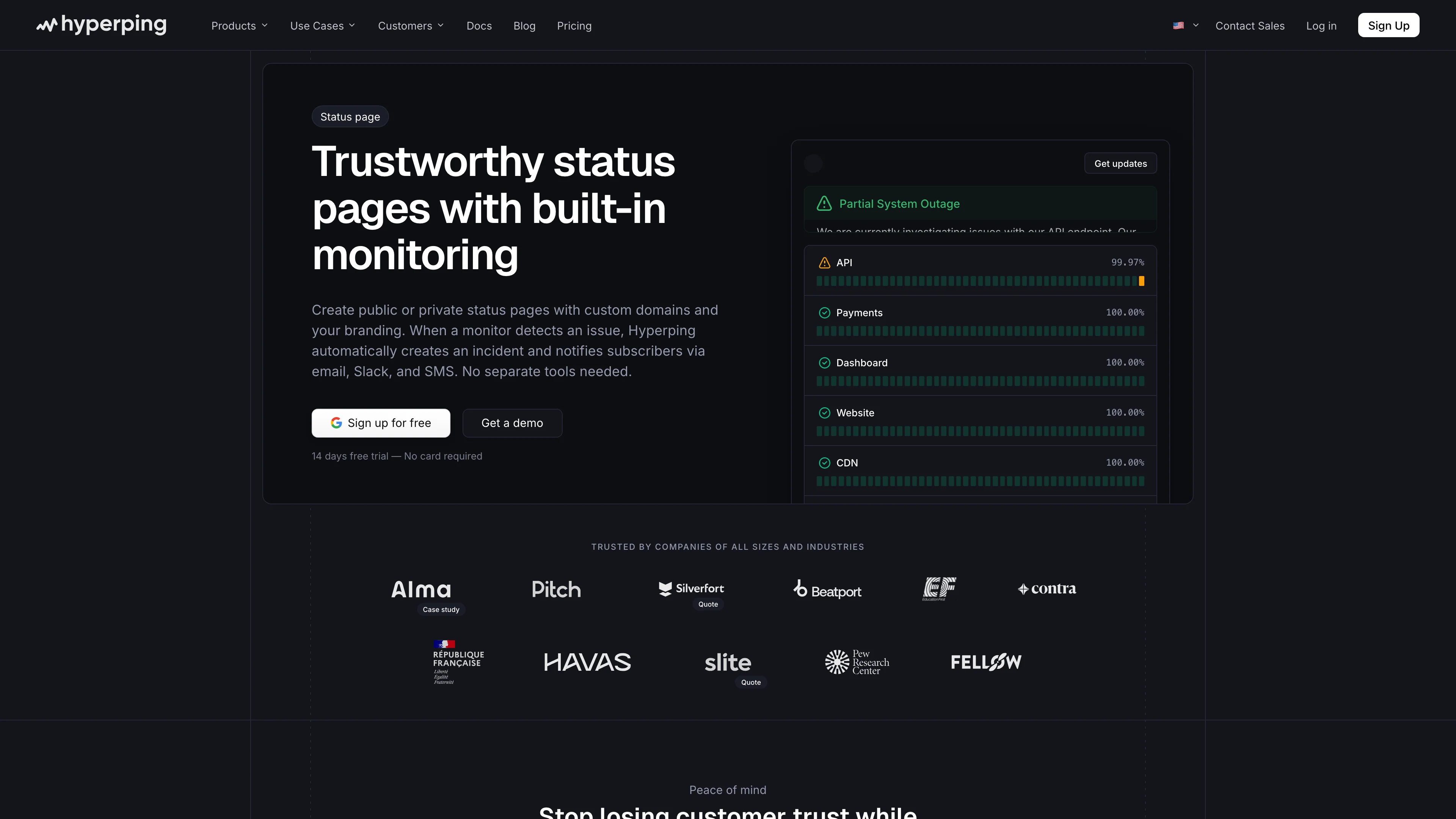 Hyperping — Status Pages