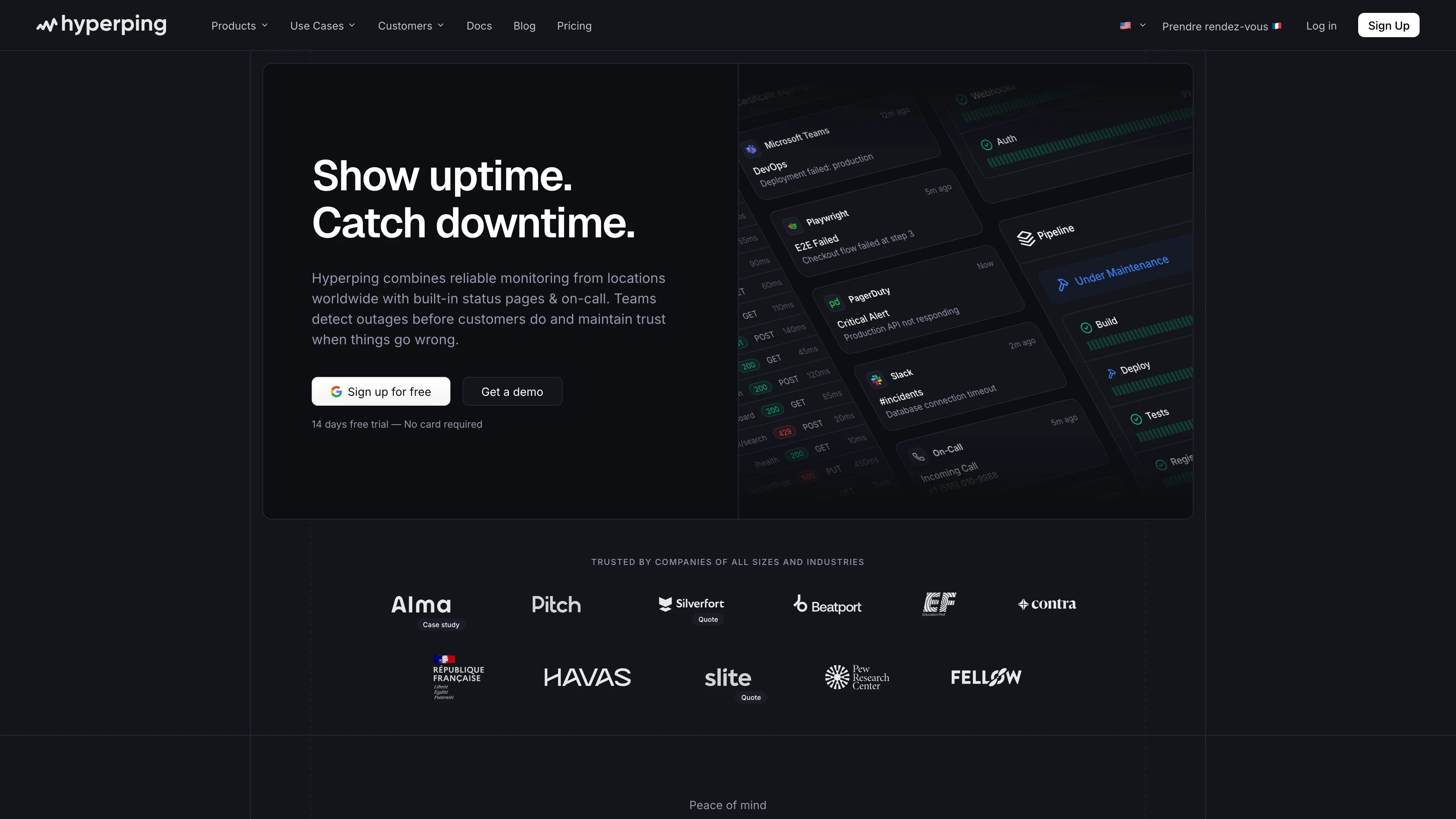 Screenshot of Hyperping