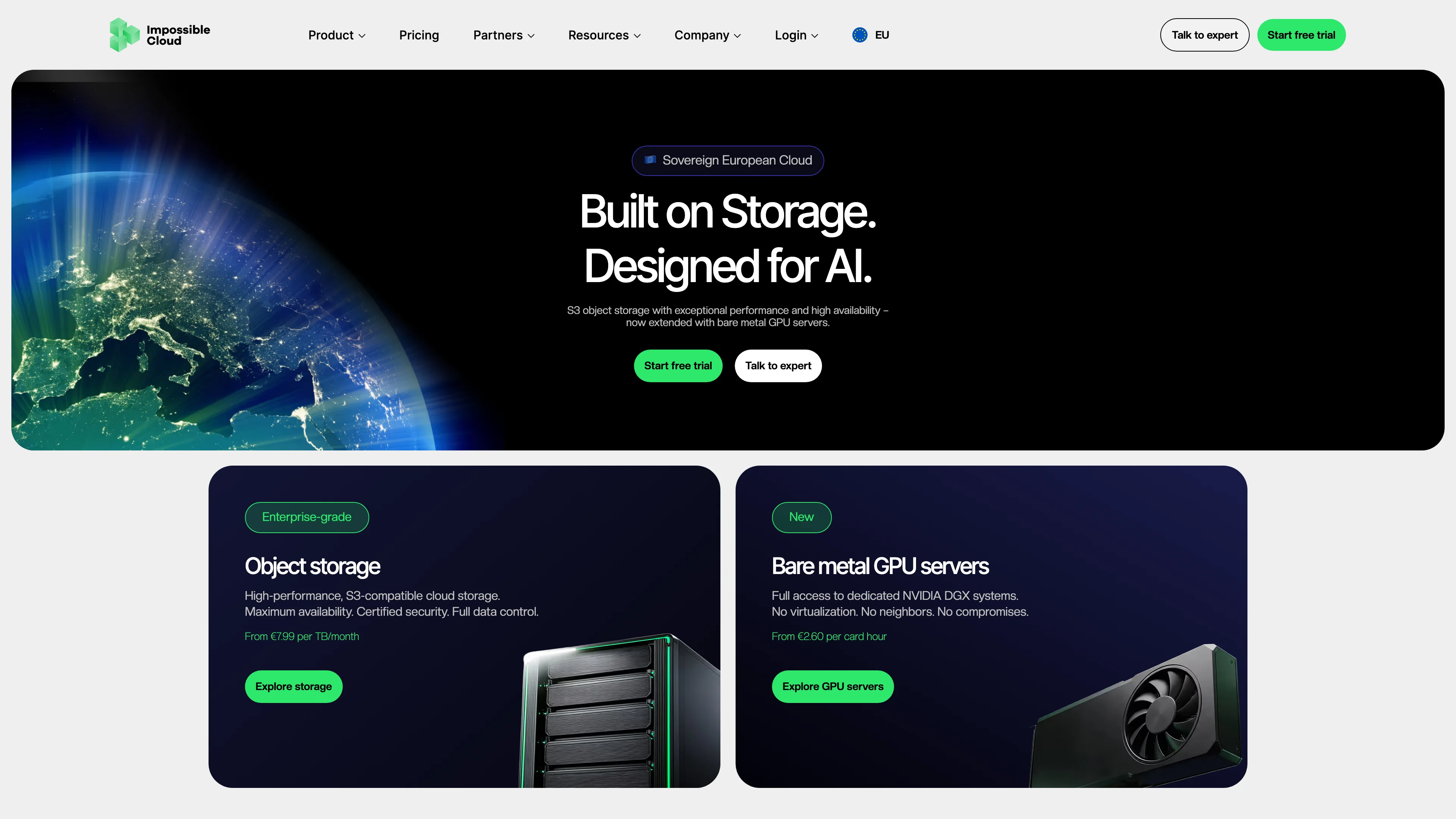 Screenshot of Impossible Cloud