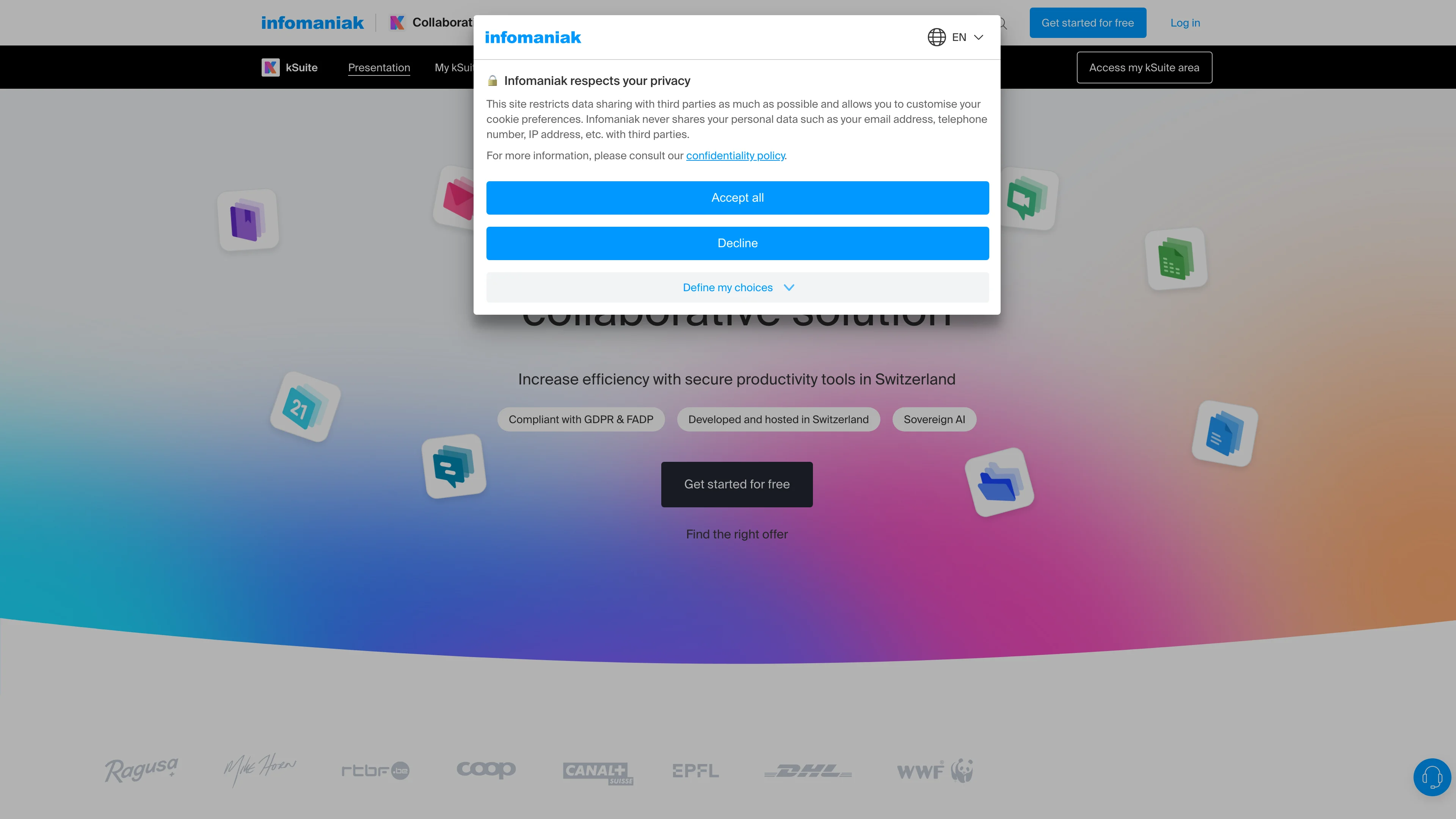 Screenshot of Infomaniak kSuite