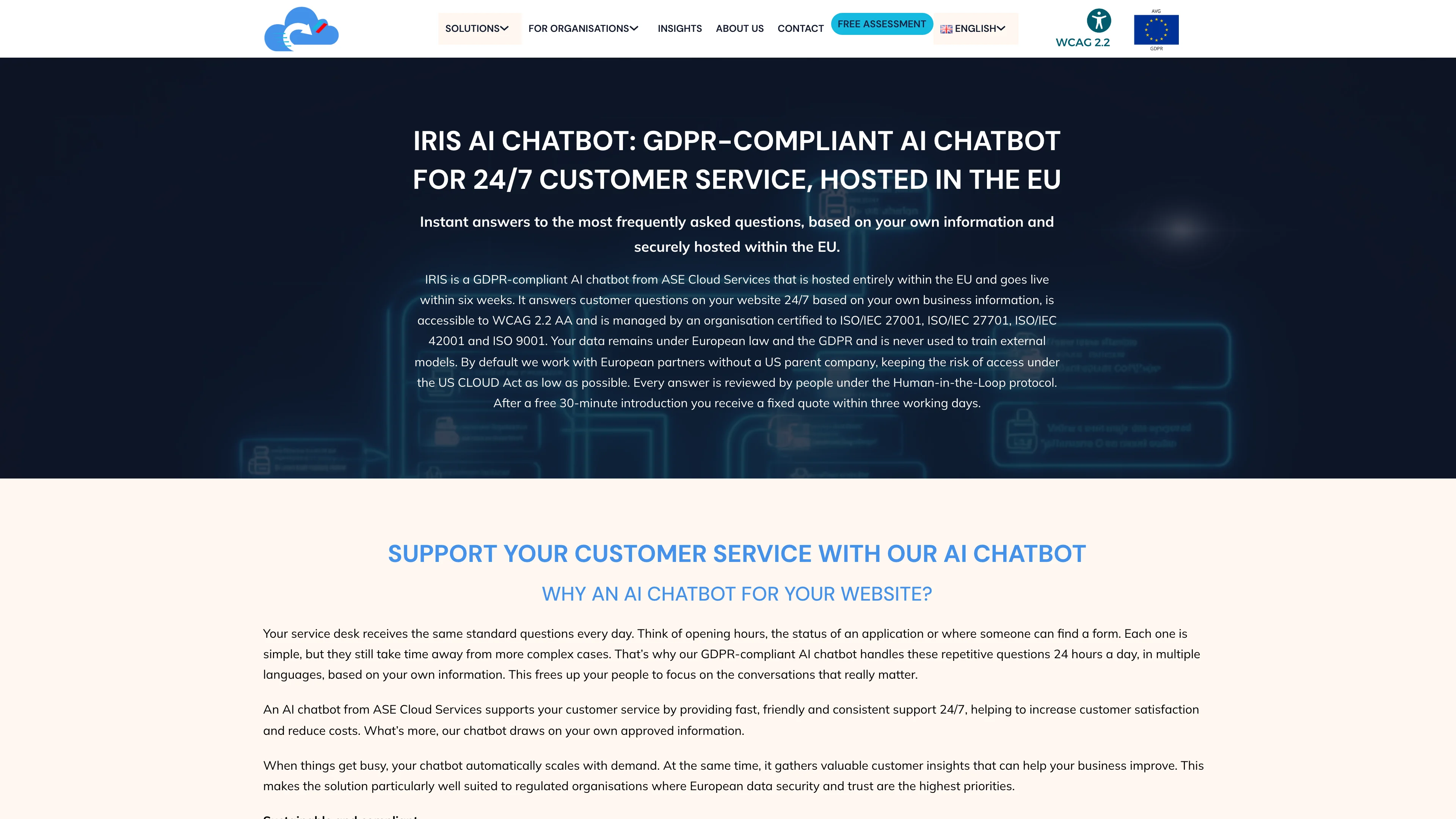 Screenshot von IRIS AI Chatbot
