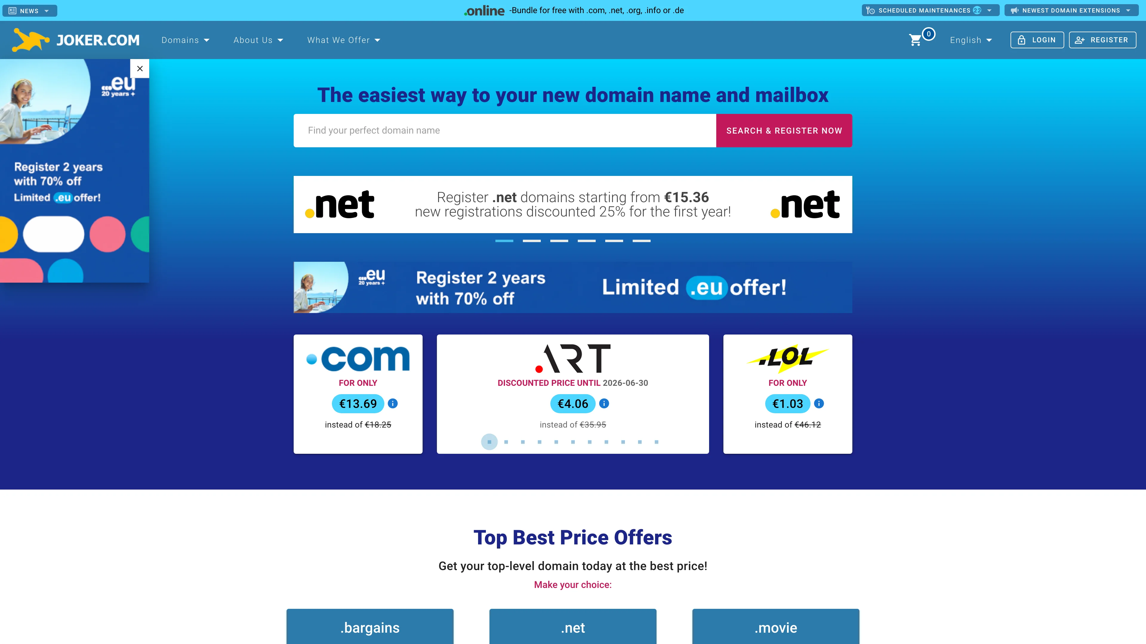 Screenshot of Joker.com