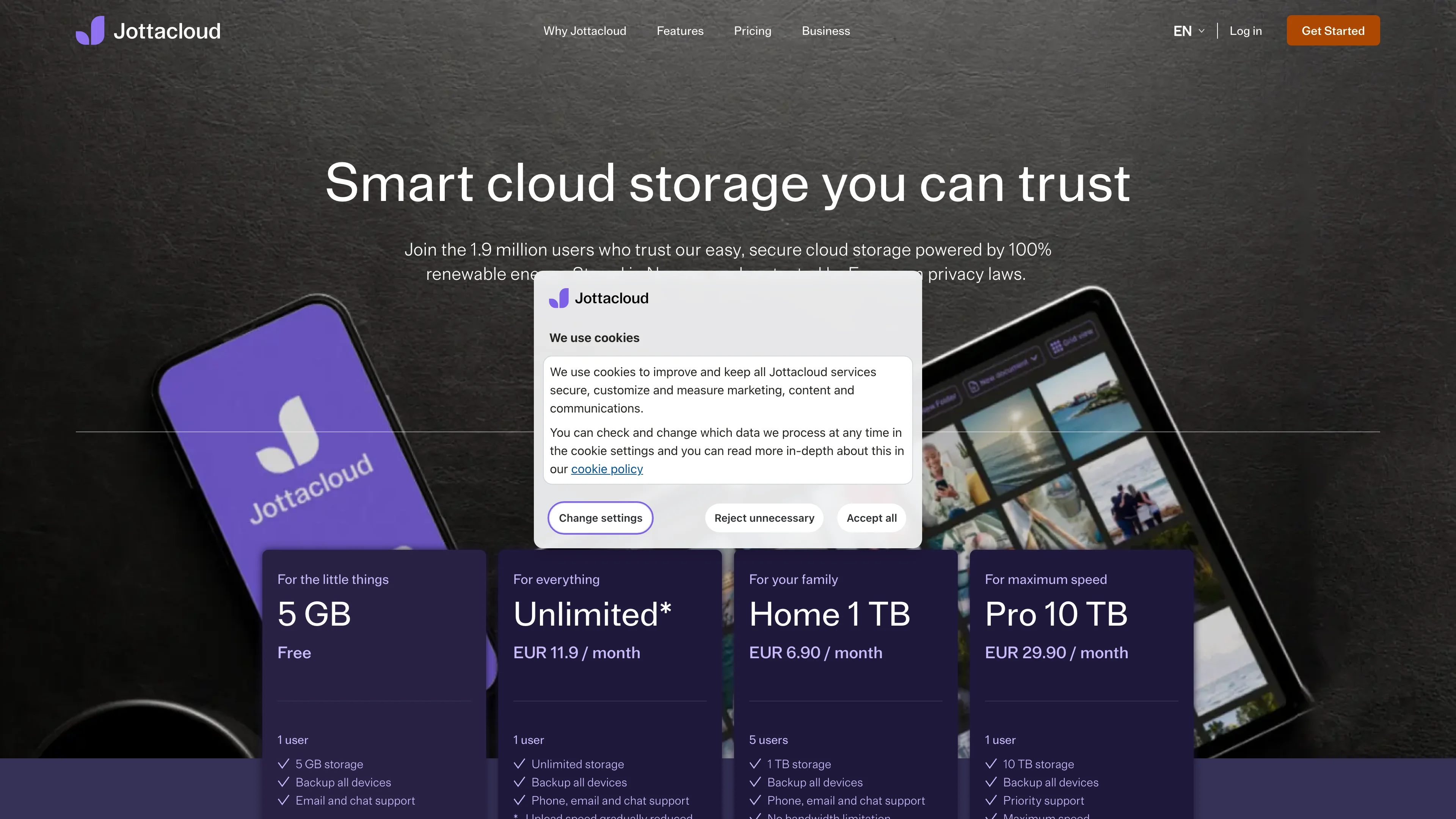 Screenshot of Jottacloud
