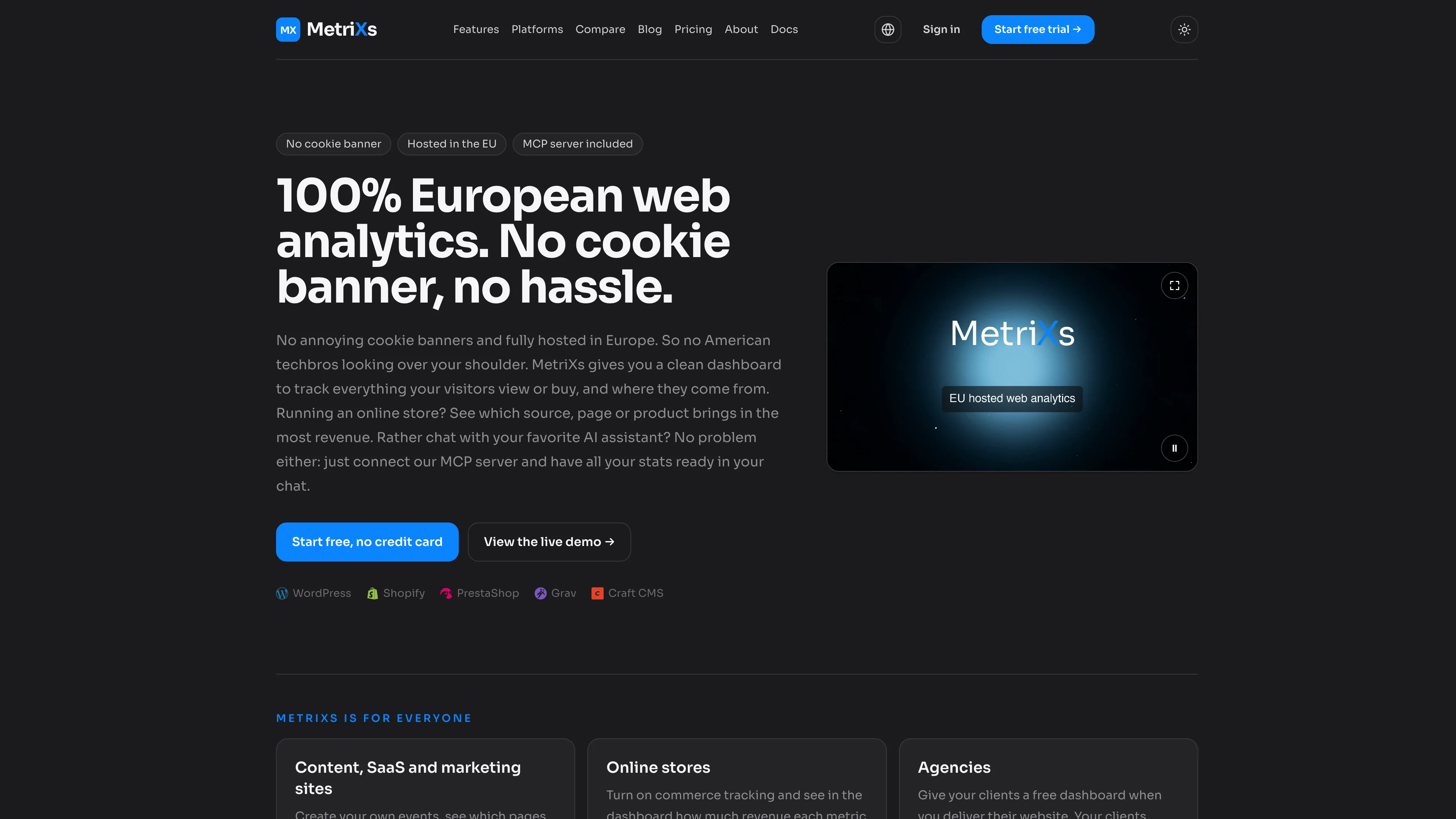 Screenshot von MetriXs