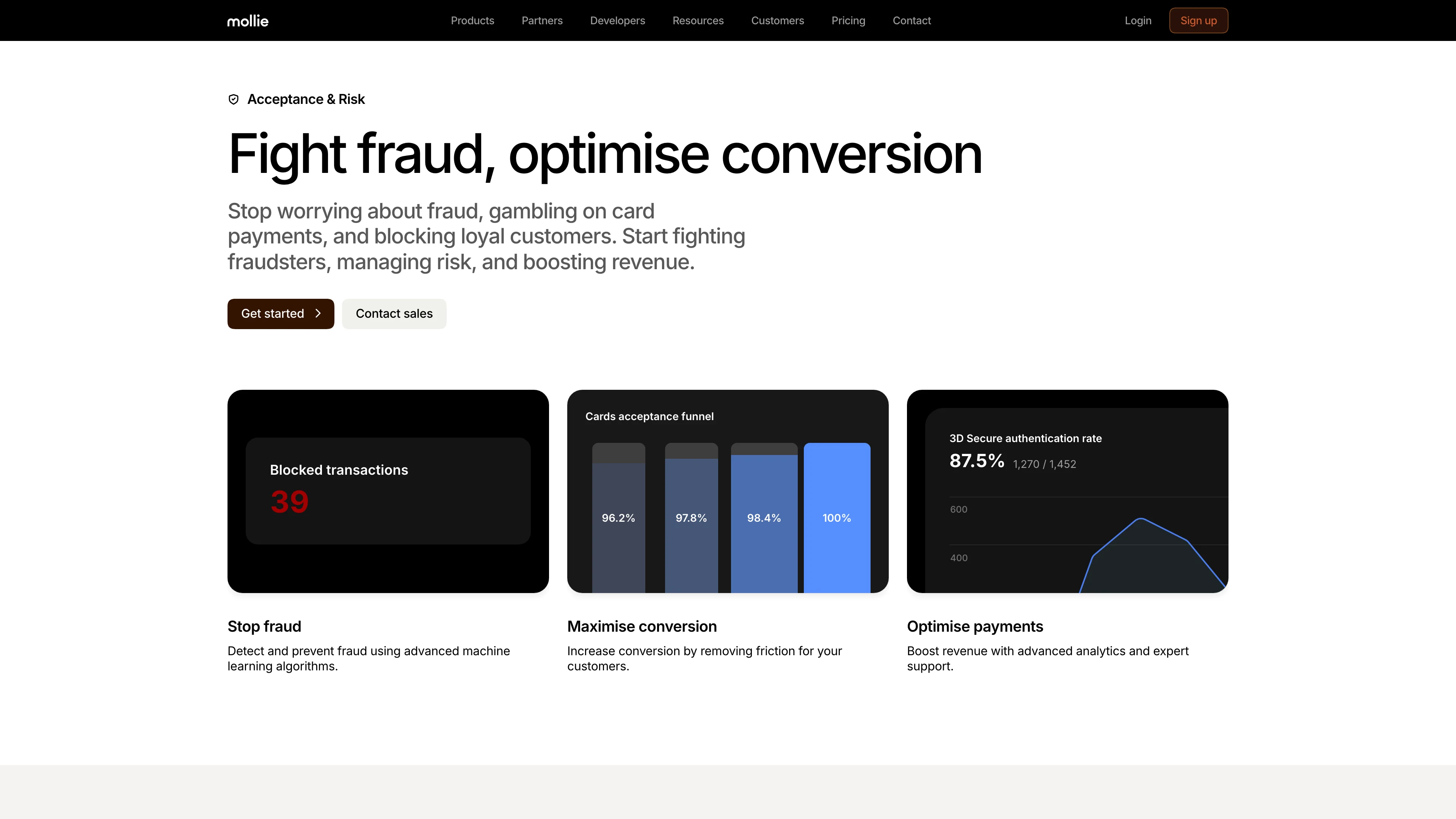 Screenshot of Mollie