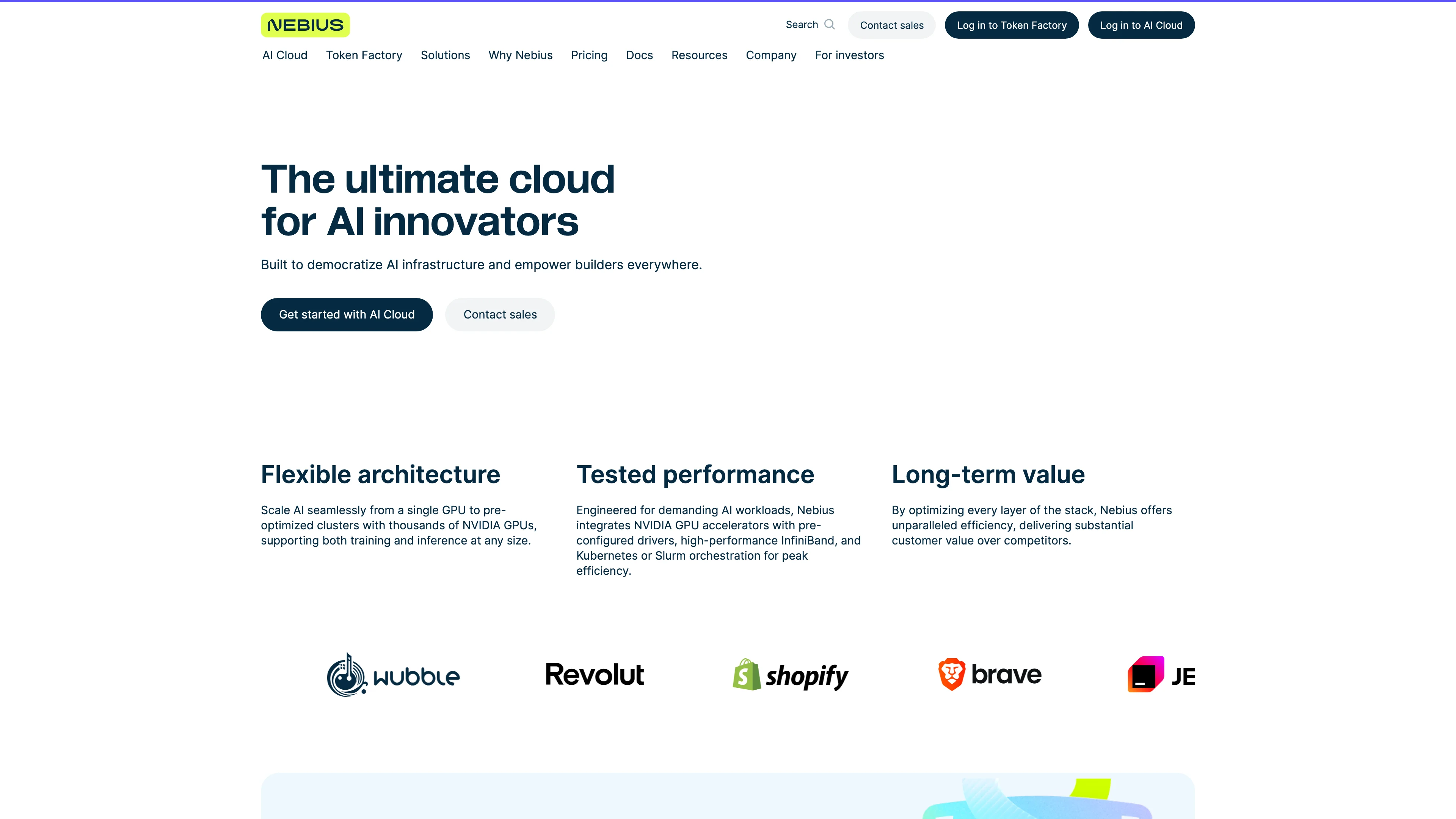 Screenshot of Nebius