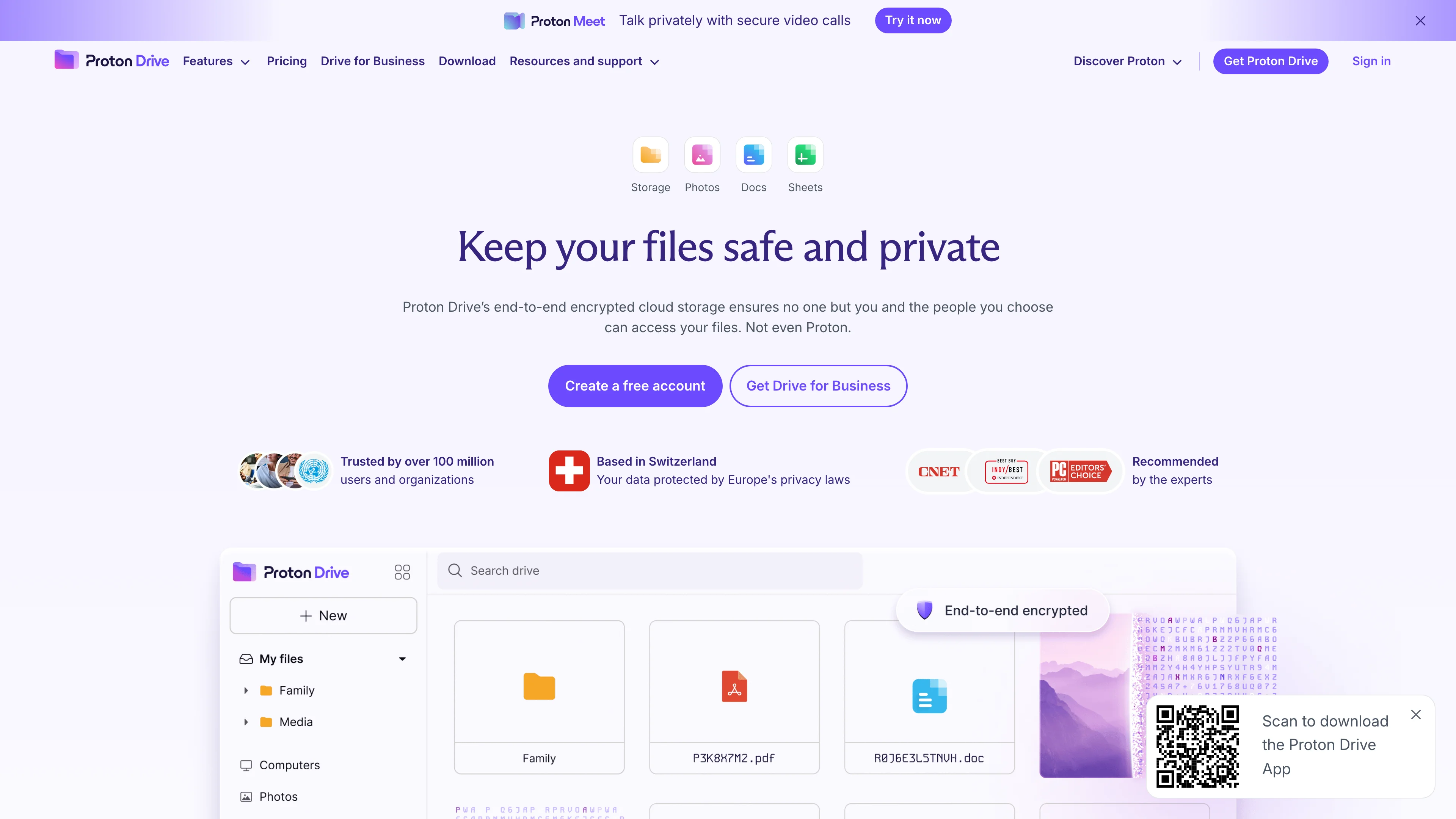 Screenshot of Proton Drive