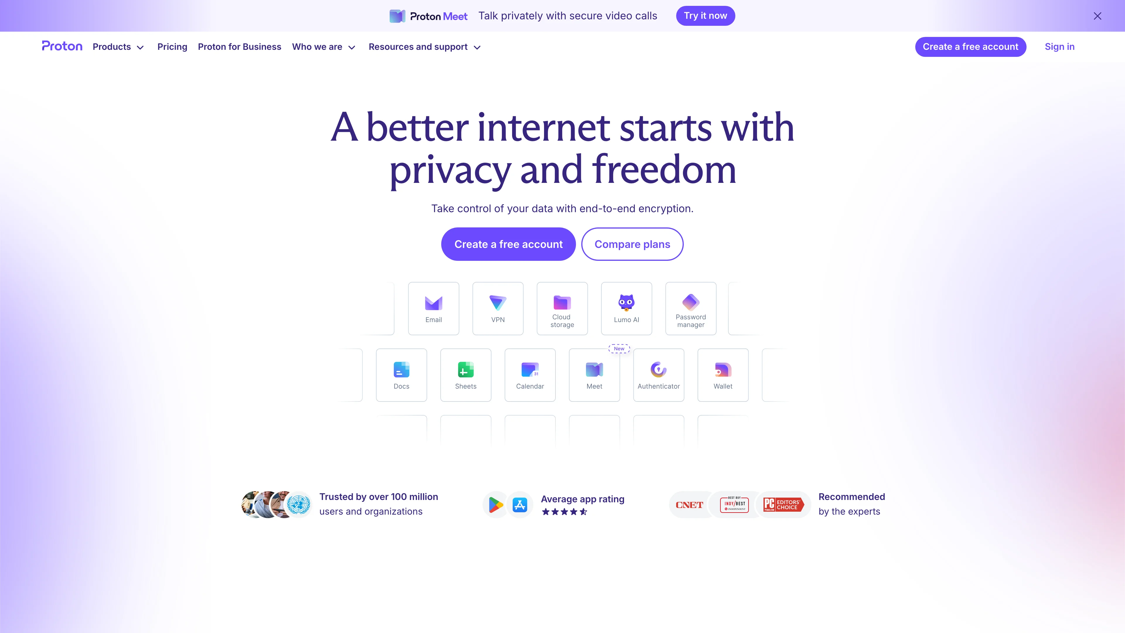 Screenshot of Proton Mail