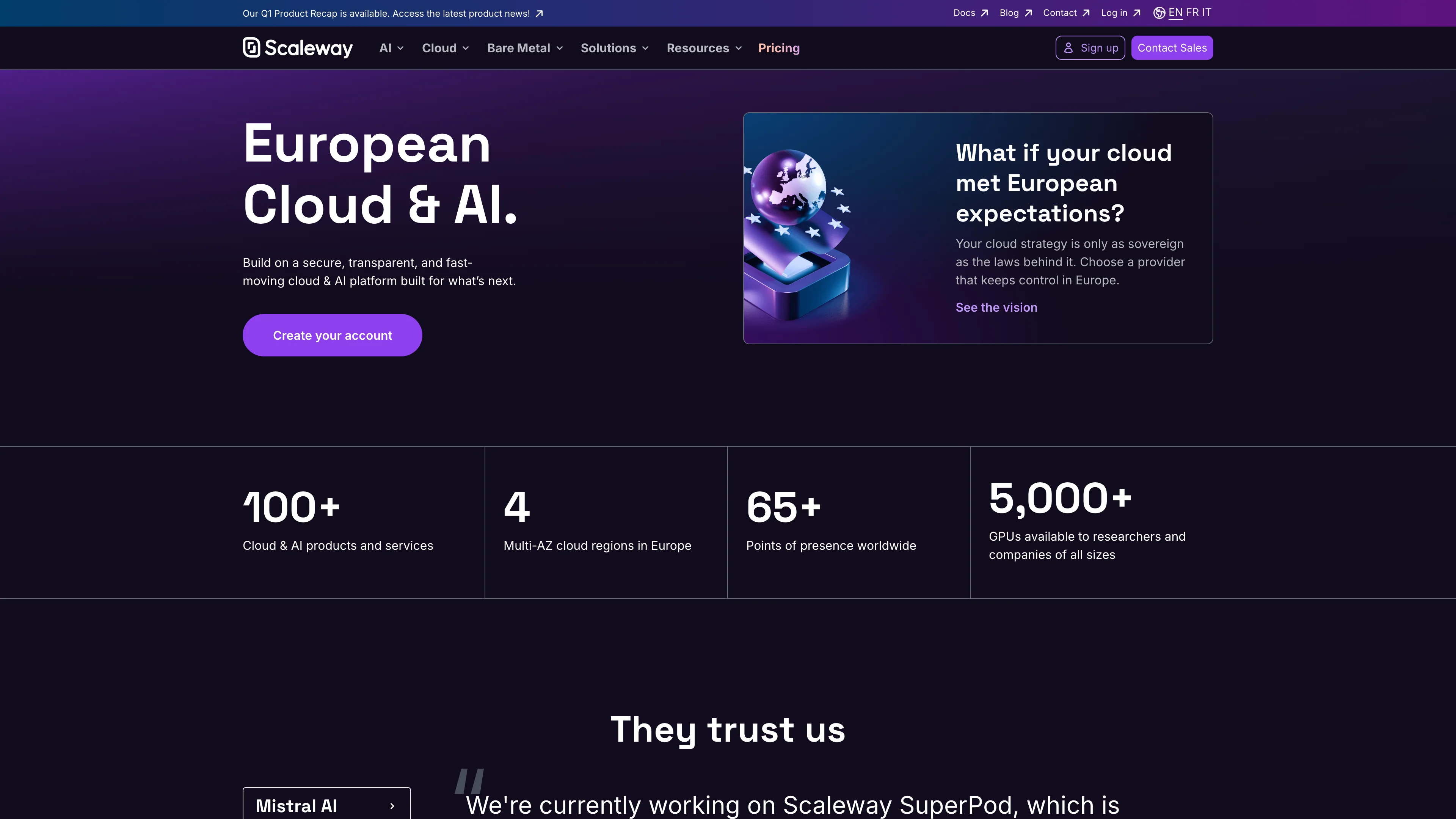 Screenshot of Scaleway AI