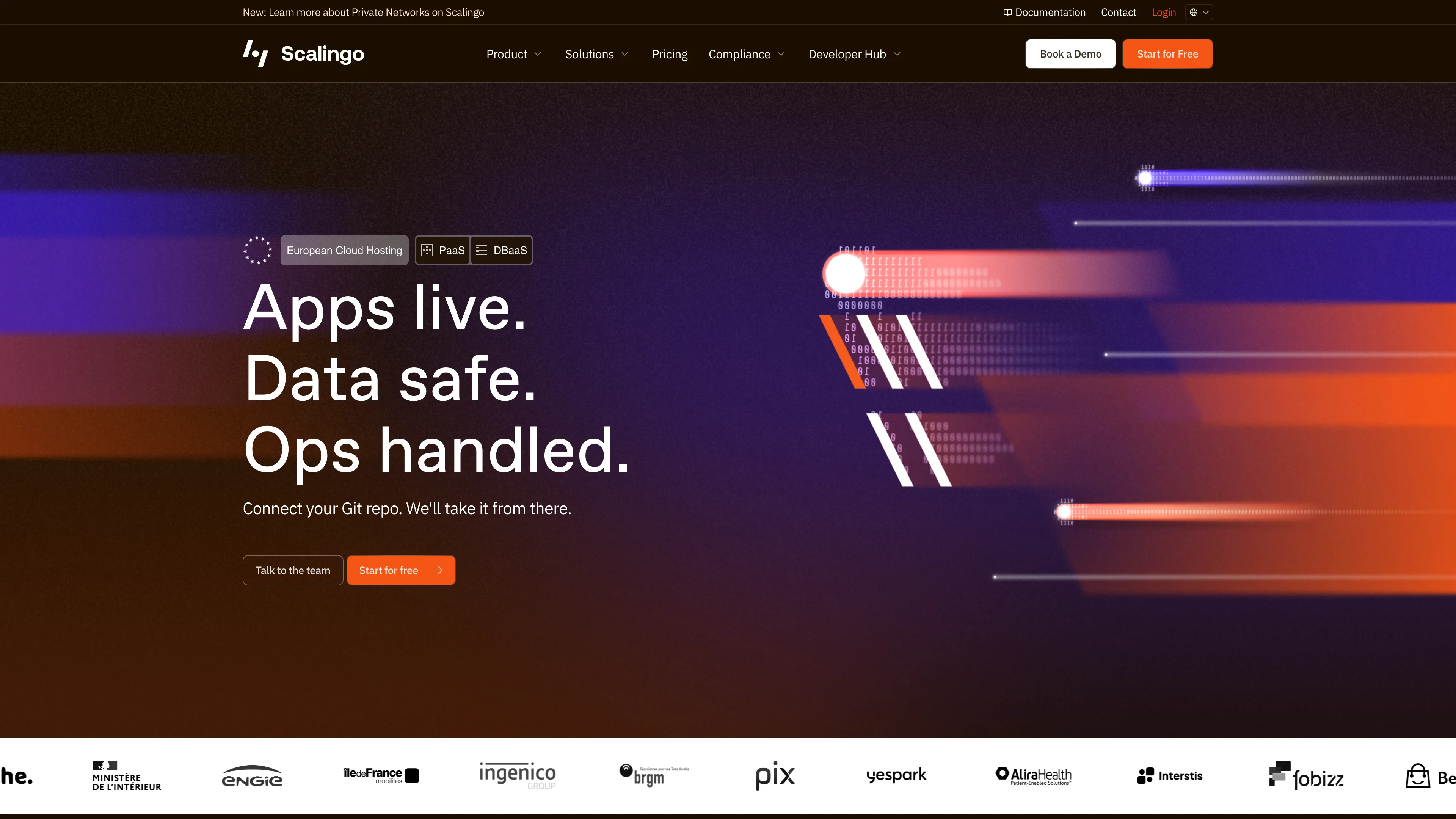Screenshot of Scalingo
