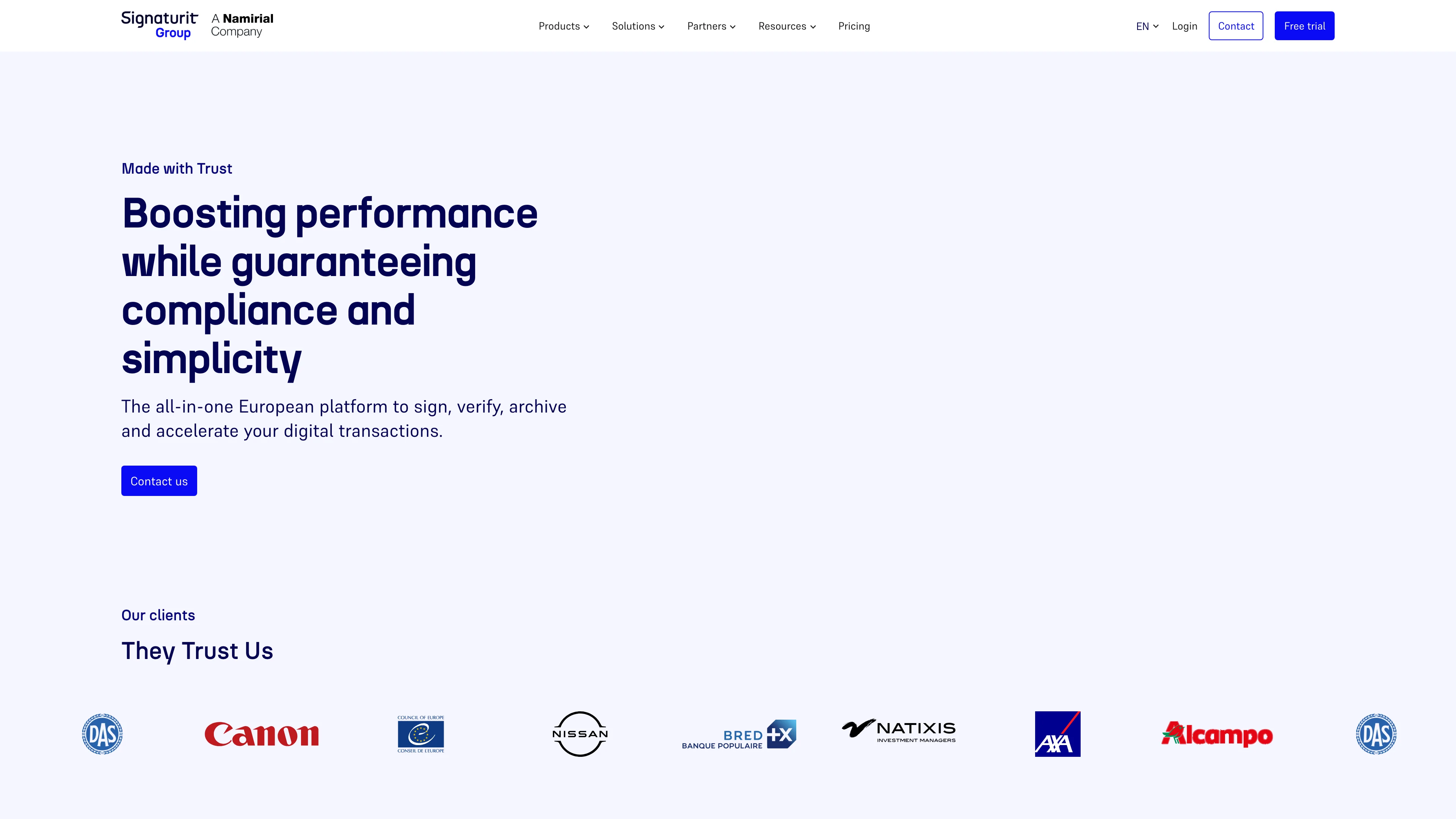 Screenshot of Signaturit