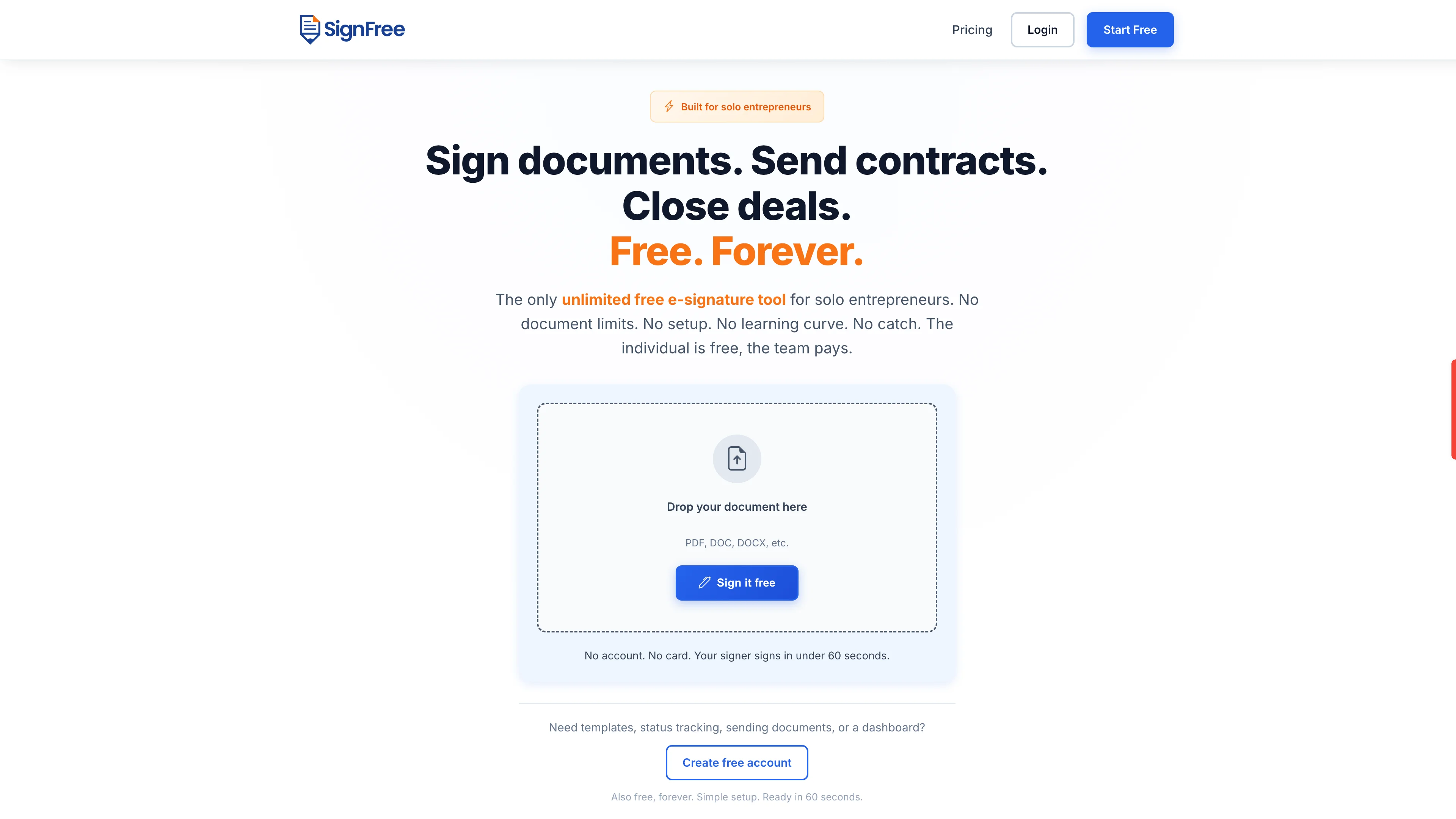Screenshot of SignFree