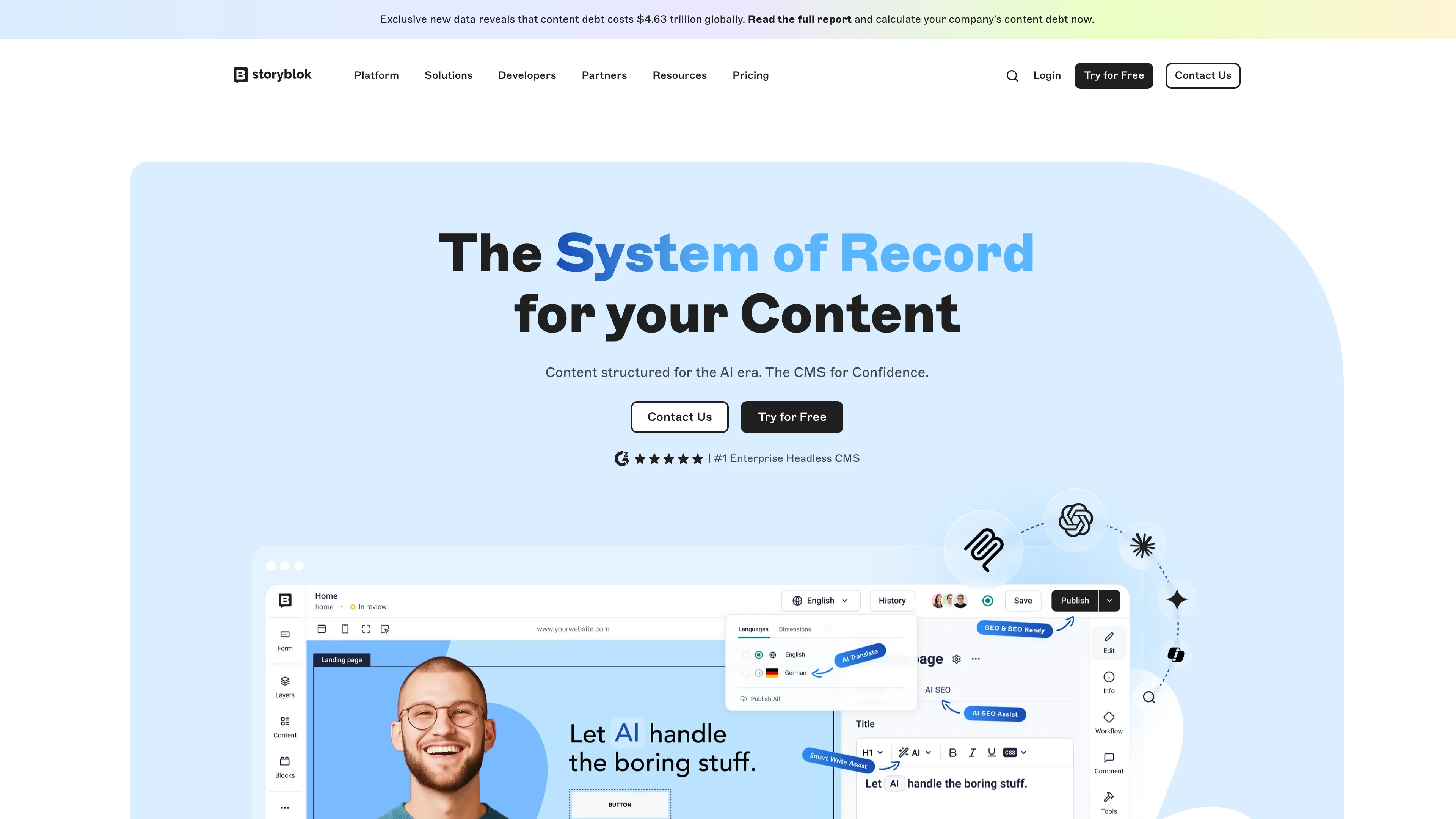 Screenshot of Storyblok