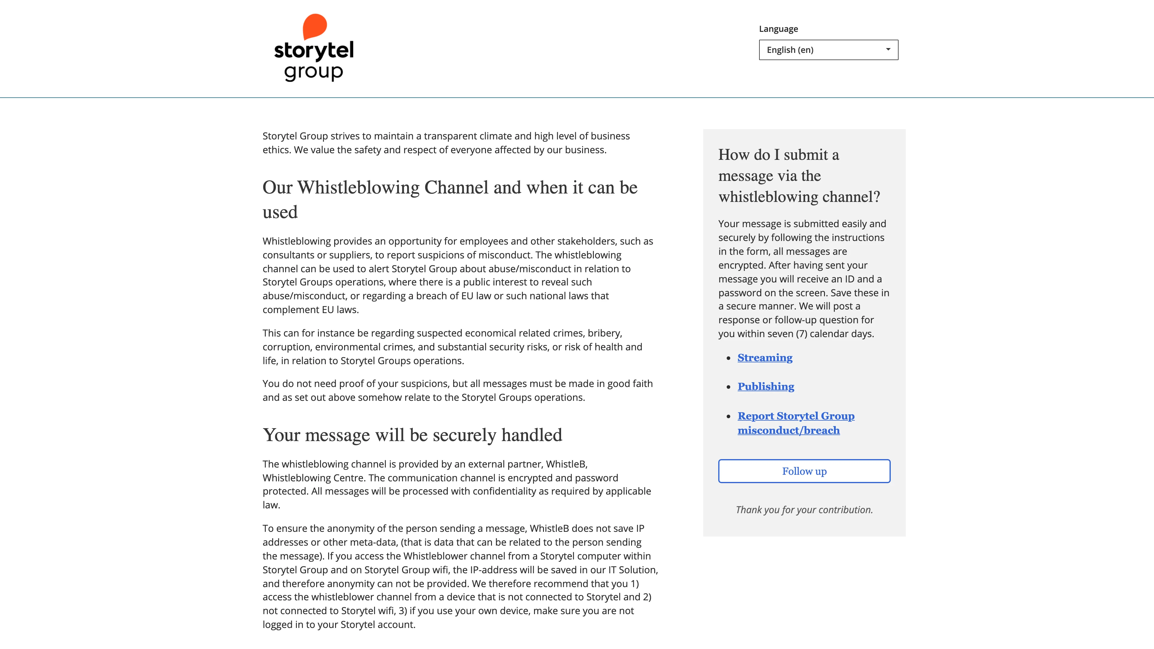 Screenshot of Storytel