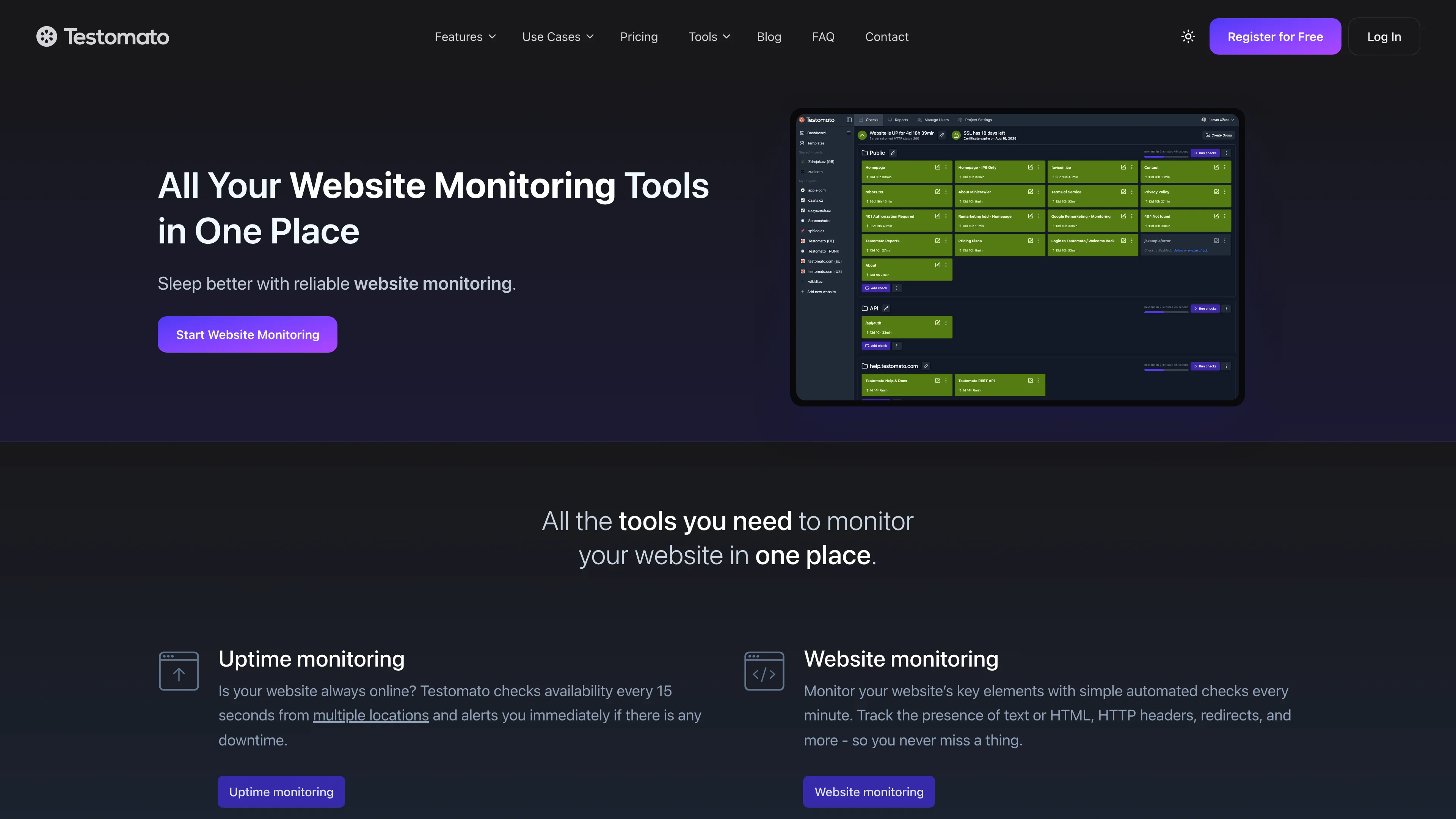 Screenshot of Testomato