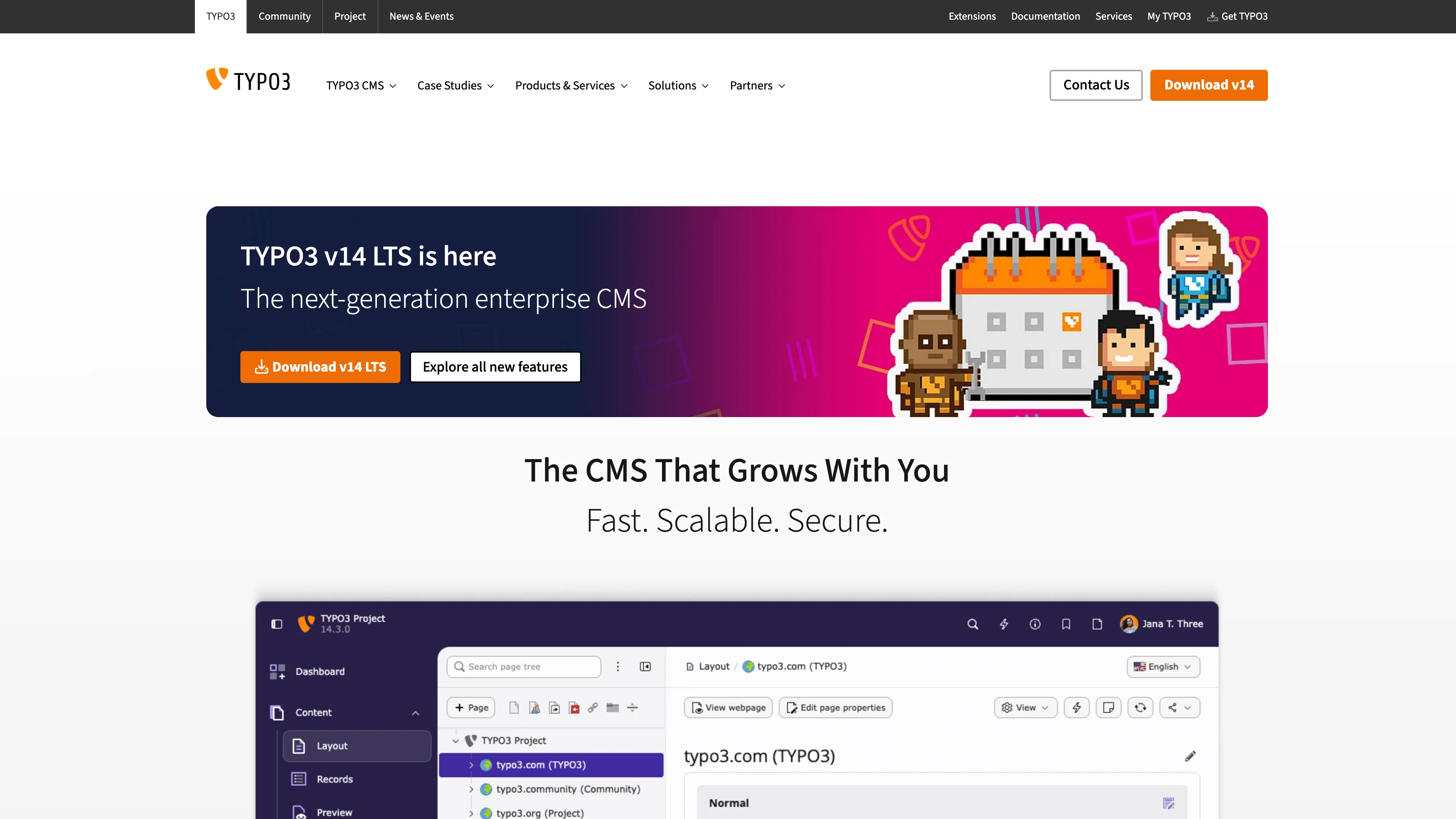 Screenshot of TYPO3