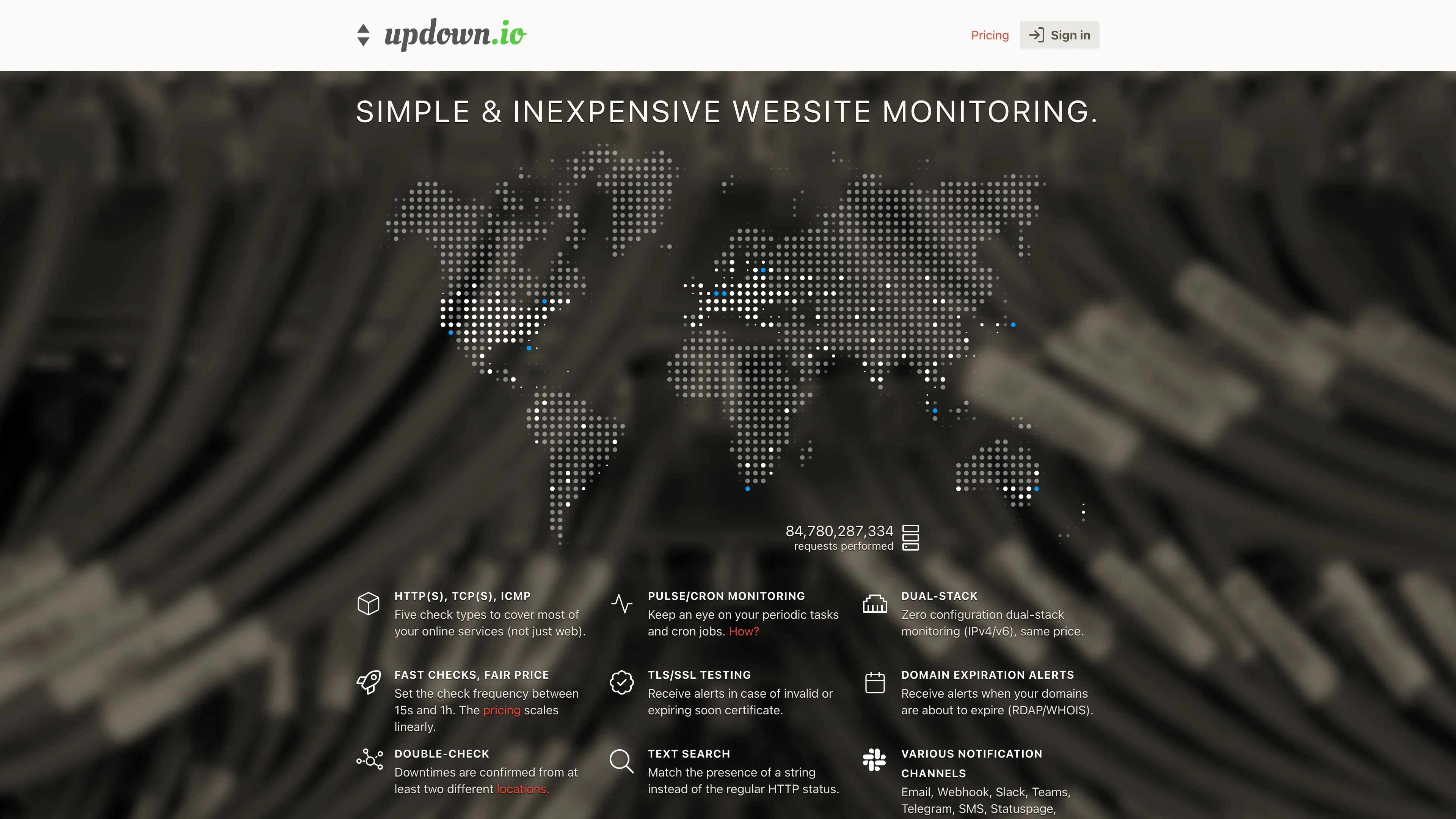 Screenshot of updown.io