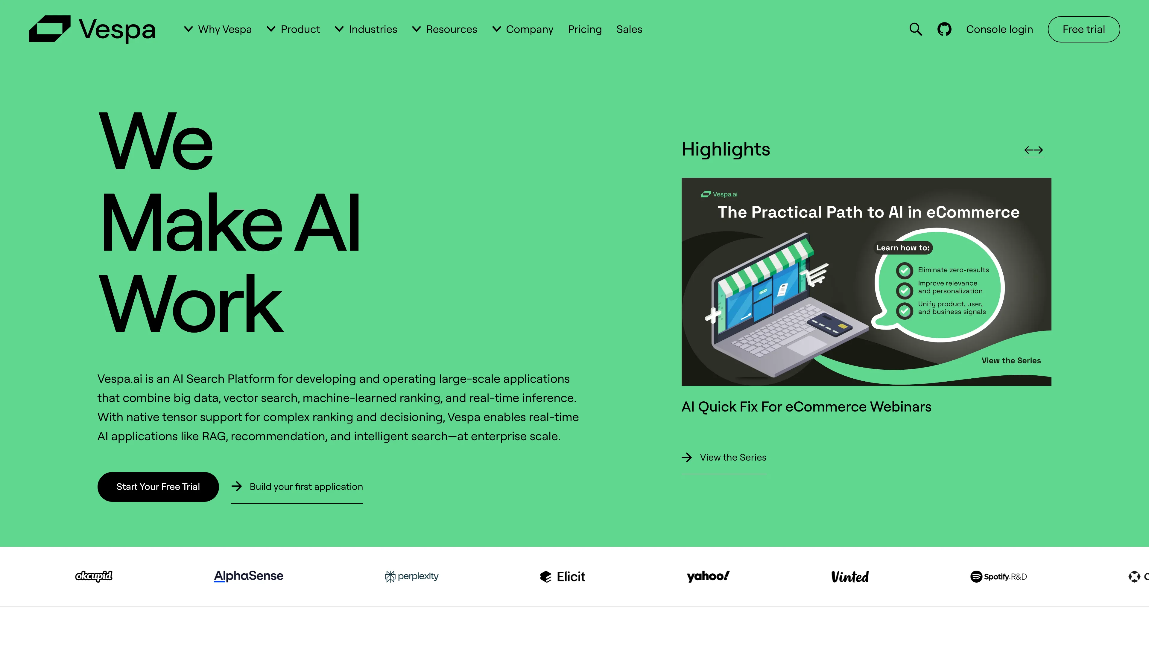 Screenshot of Vespa.ai