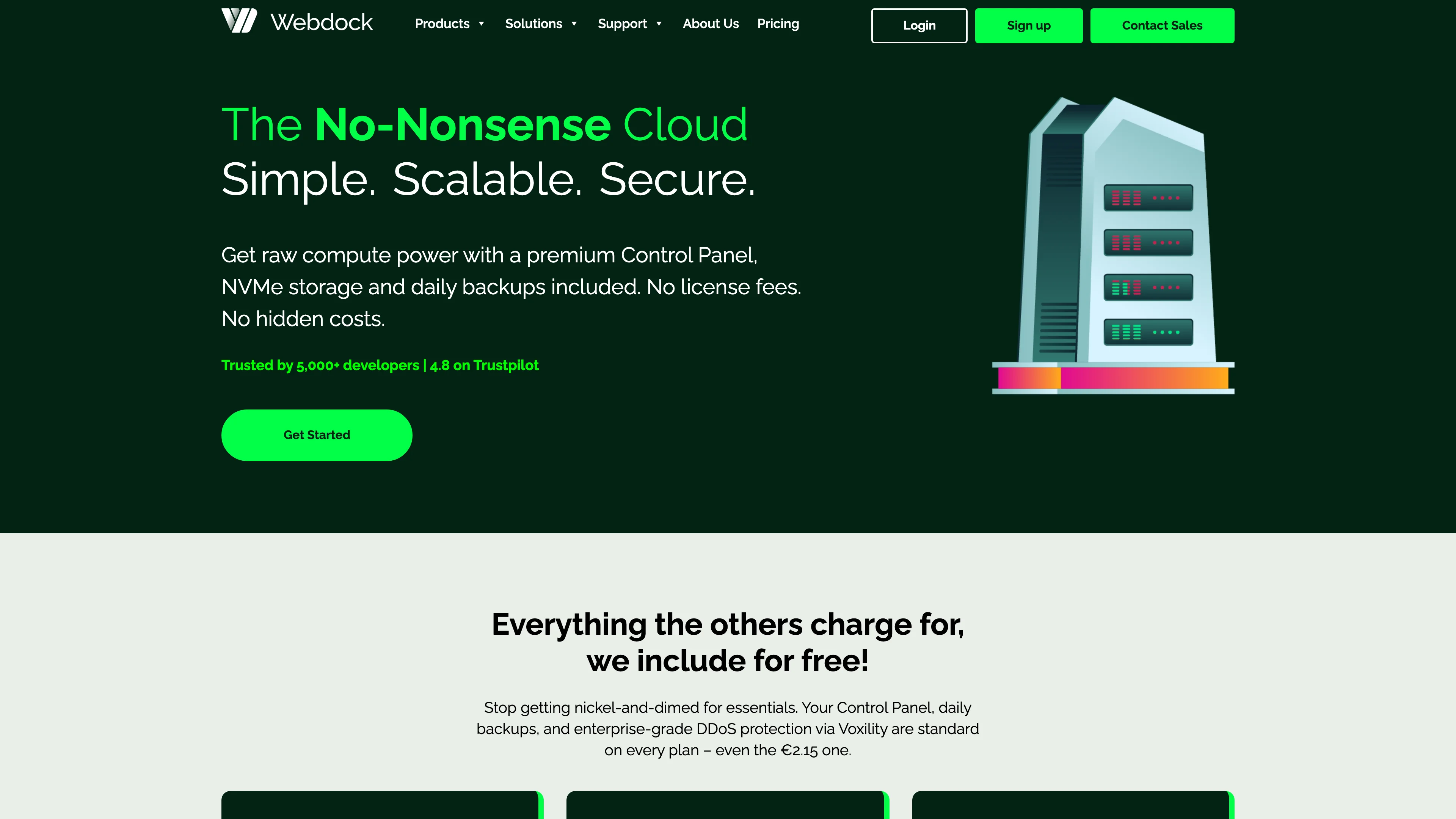 Screenshot of Webdock