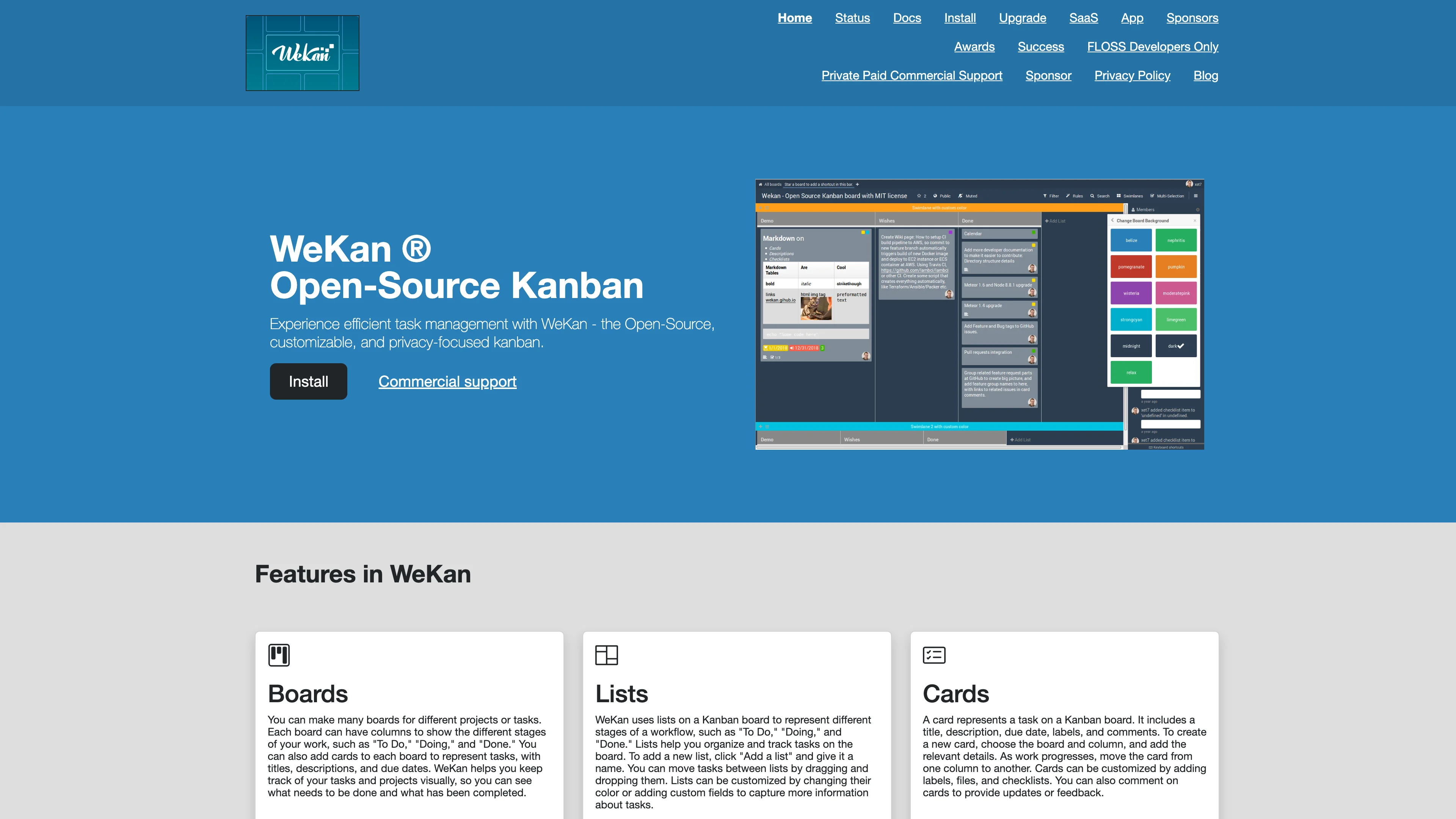 Screenshot of WeKan