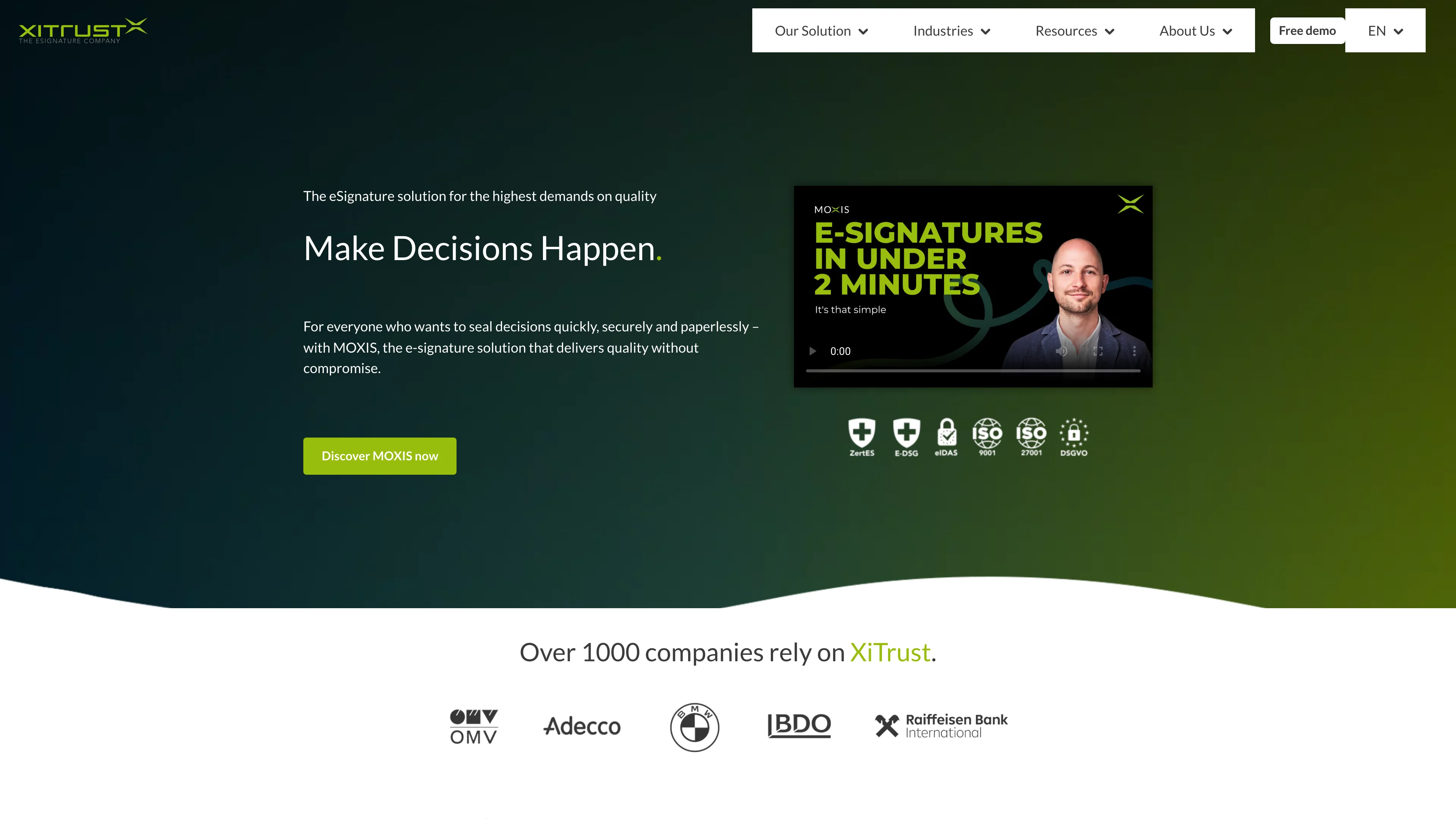 Screenshot of XiTrust MOXIS