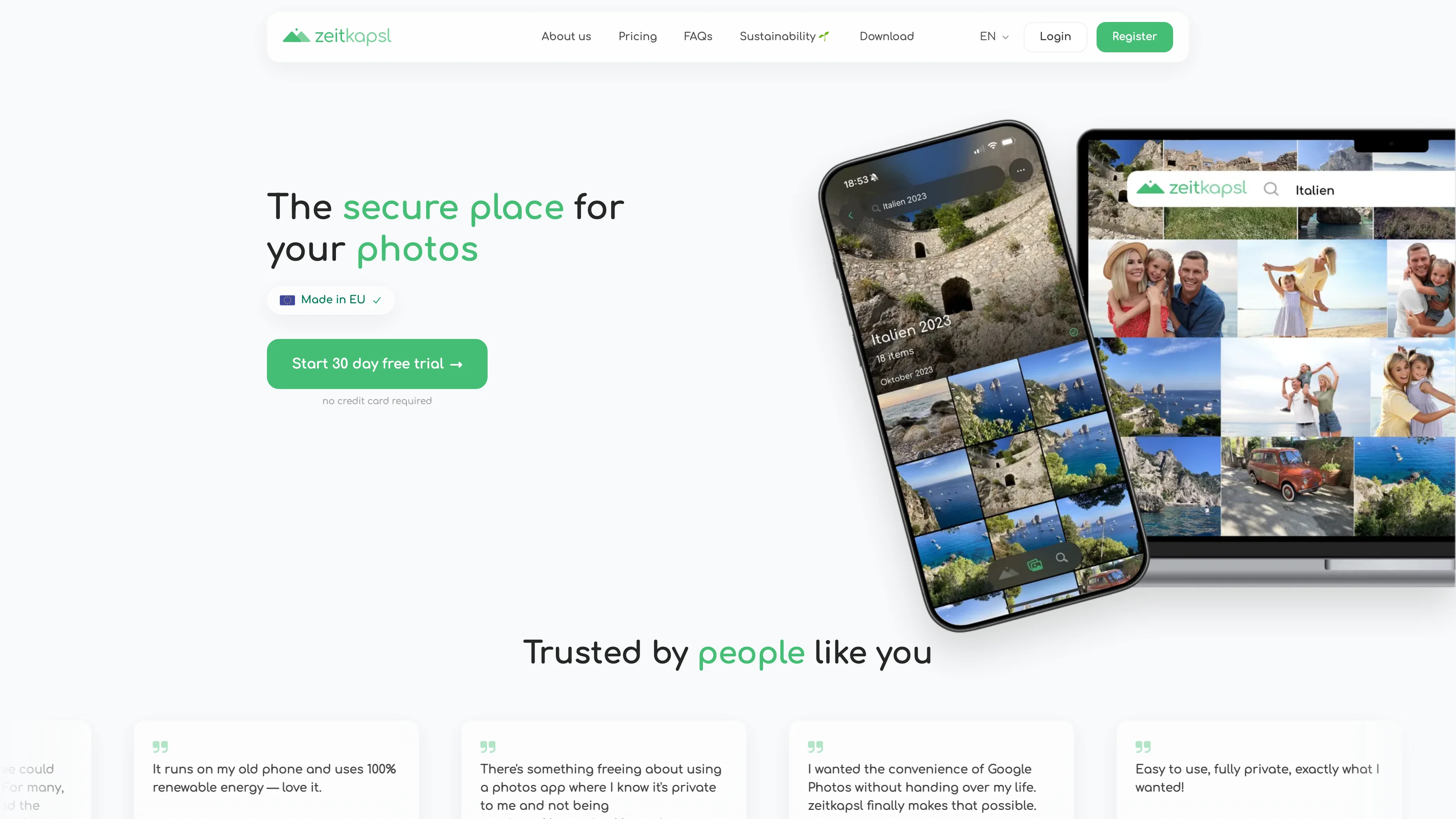 Screenshot of Zeitkapsl